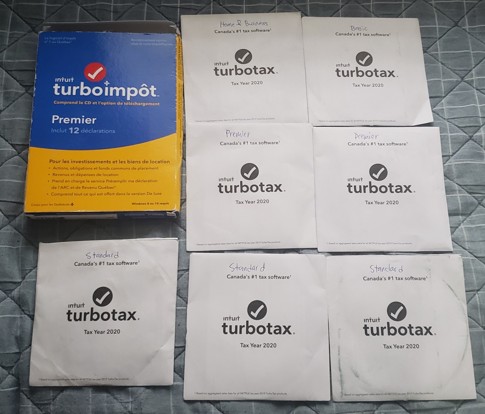 Intuit Turbo Tax 2020 2x-Premier, 3x-Standard, 1-Basic, 1-Home & Business