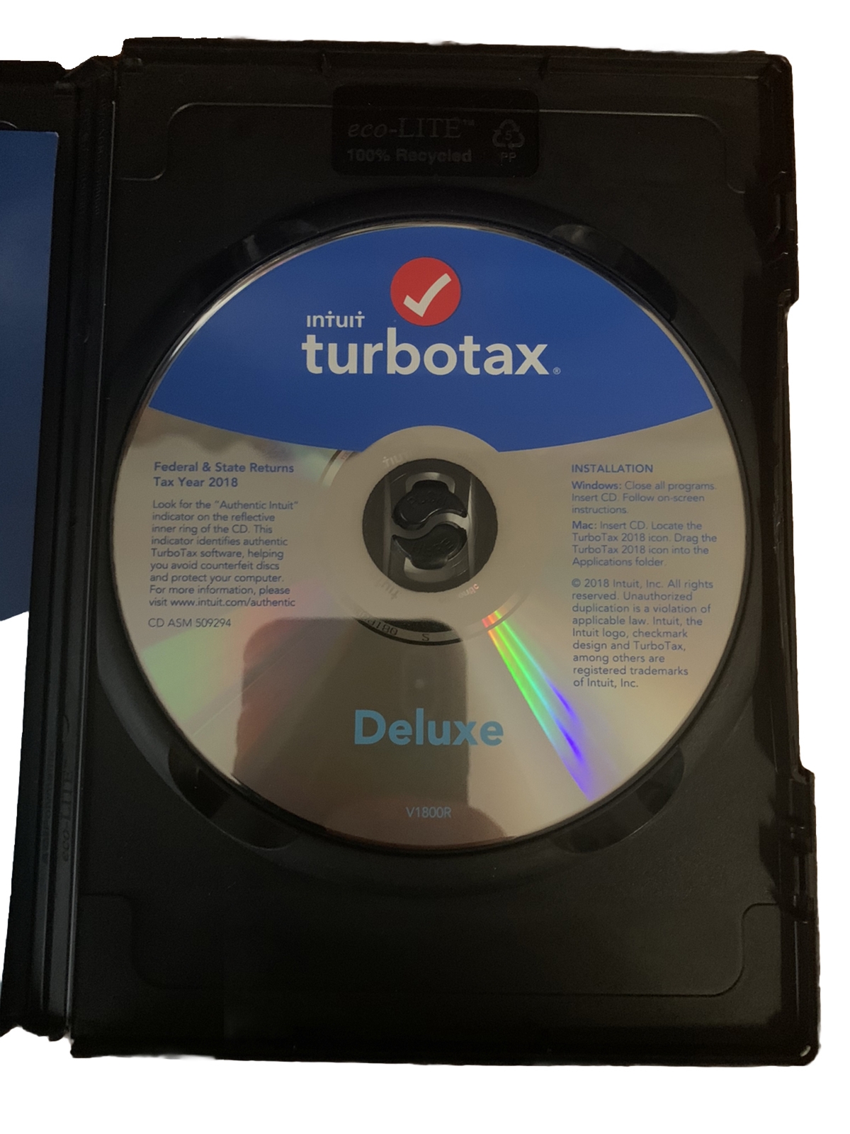 2018 Turbo tax Deluxe 2018, Federal, and State