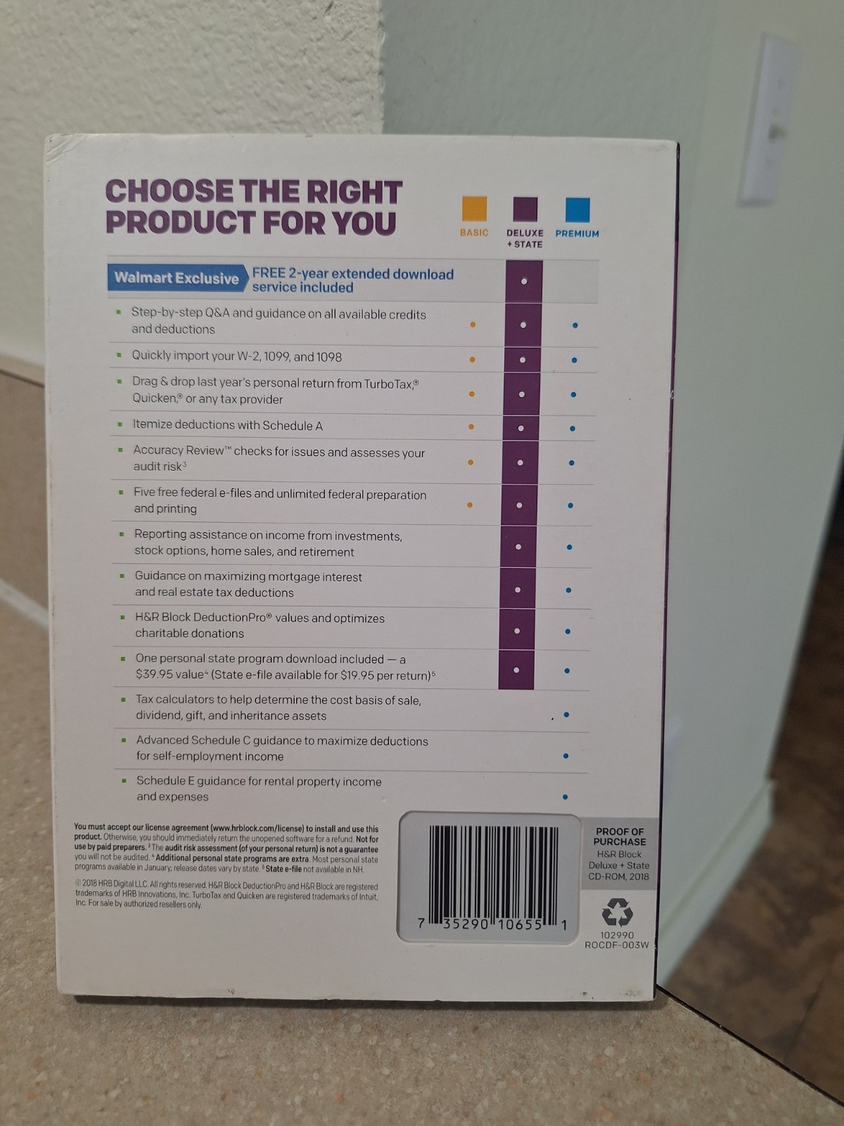 H&R Block Tax Software Deluxe + State 2018 Tax Software