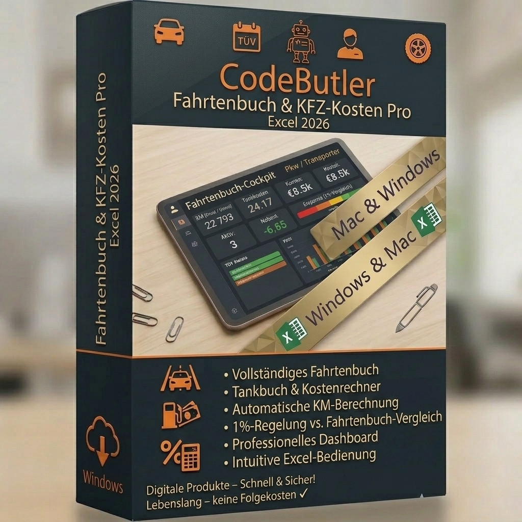 Logbook + car cost calculator Excel 2026 | company car car cost dashboard PC