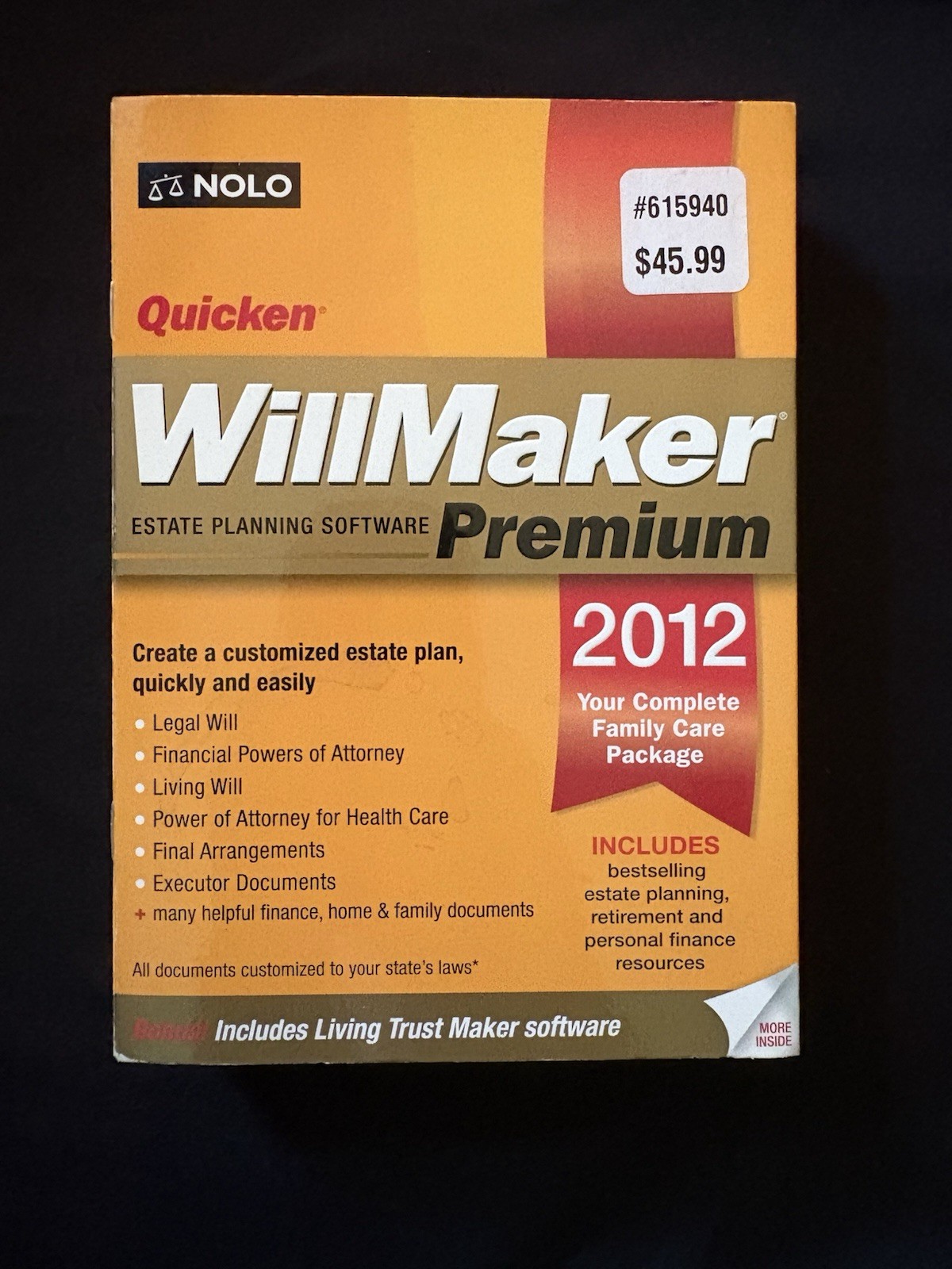 Quicken Nolo Willmaker Premium Estate Planning Software 2012 Version