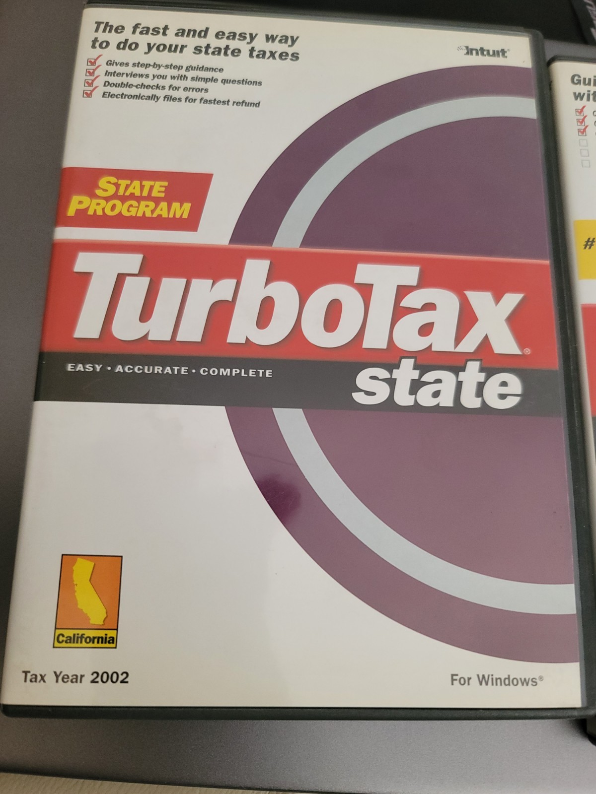 2002 Intuit TurboTax Deluxe Federal and California State For Windows