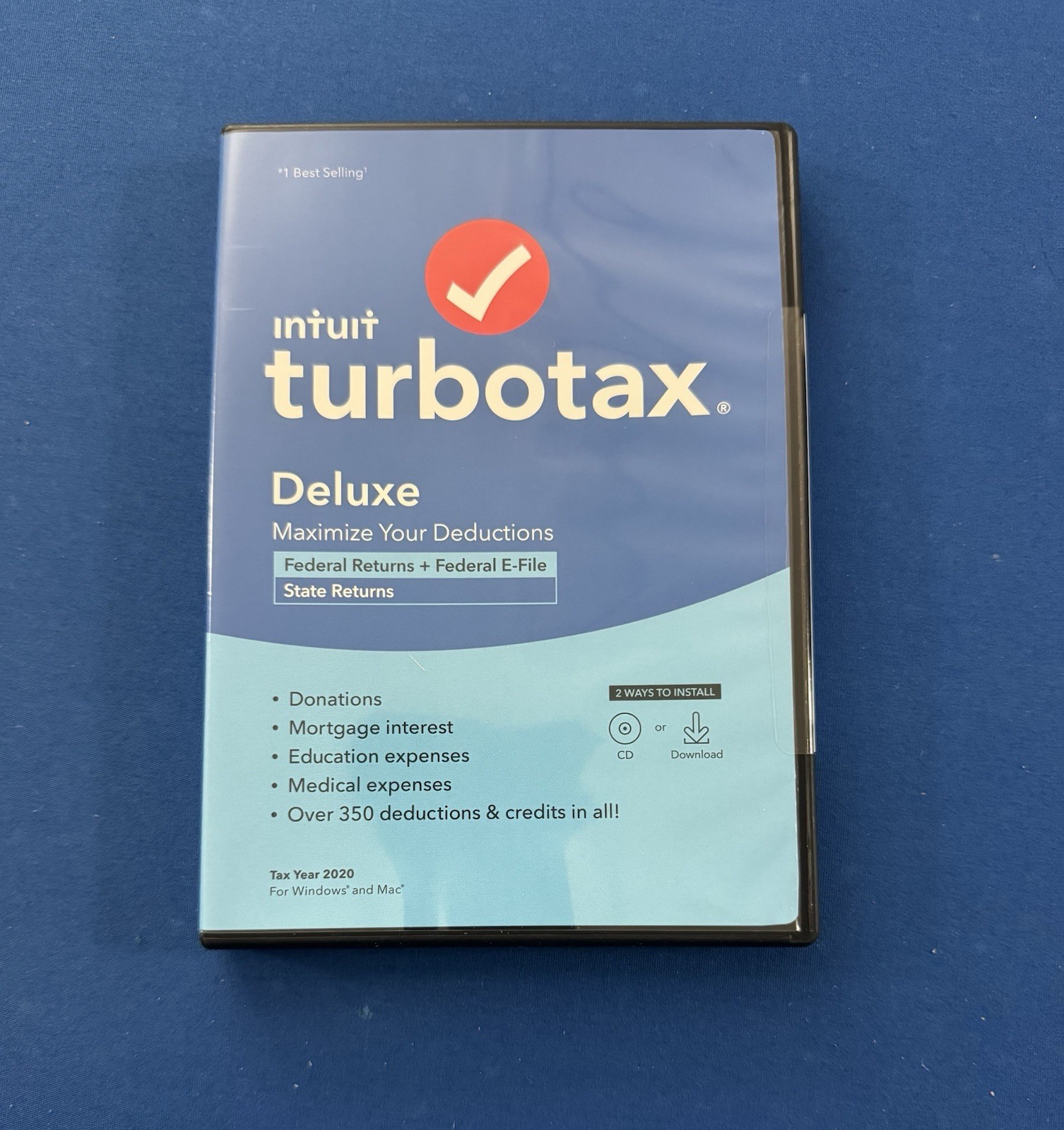 Intuit TurboTax Deluxe 2020 Tax Prep CD for Windows 8+ & Mac OS X 10.14+, 1 PC