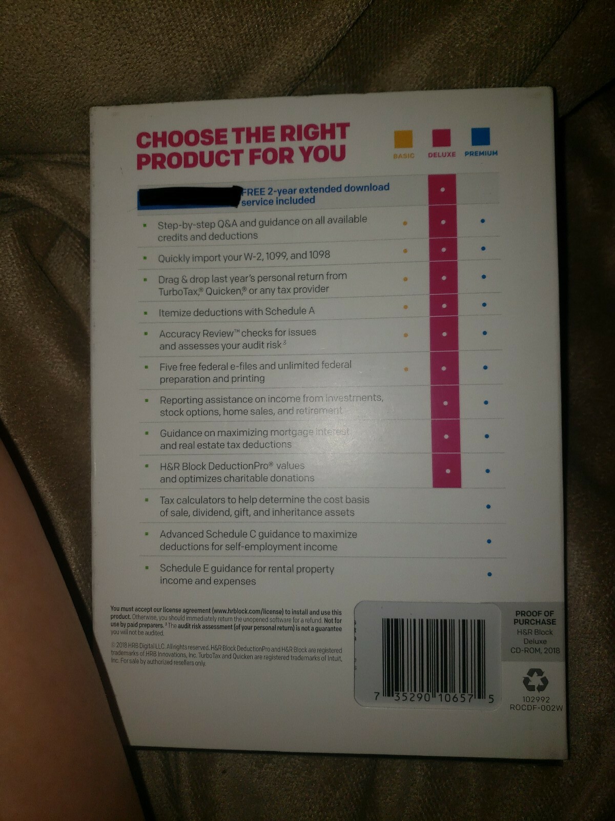 H&R Block 2018 Deluxe Tax Software Federal Homeowners/Investors