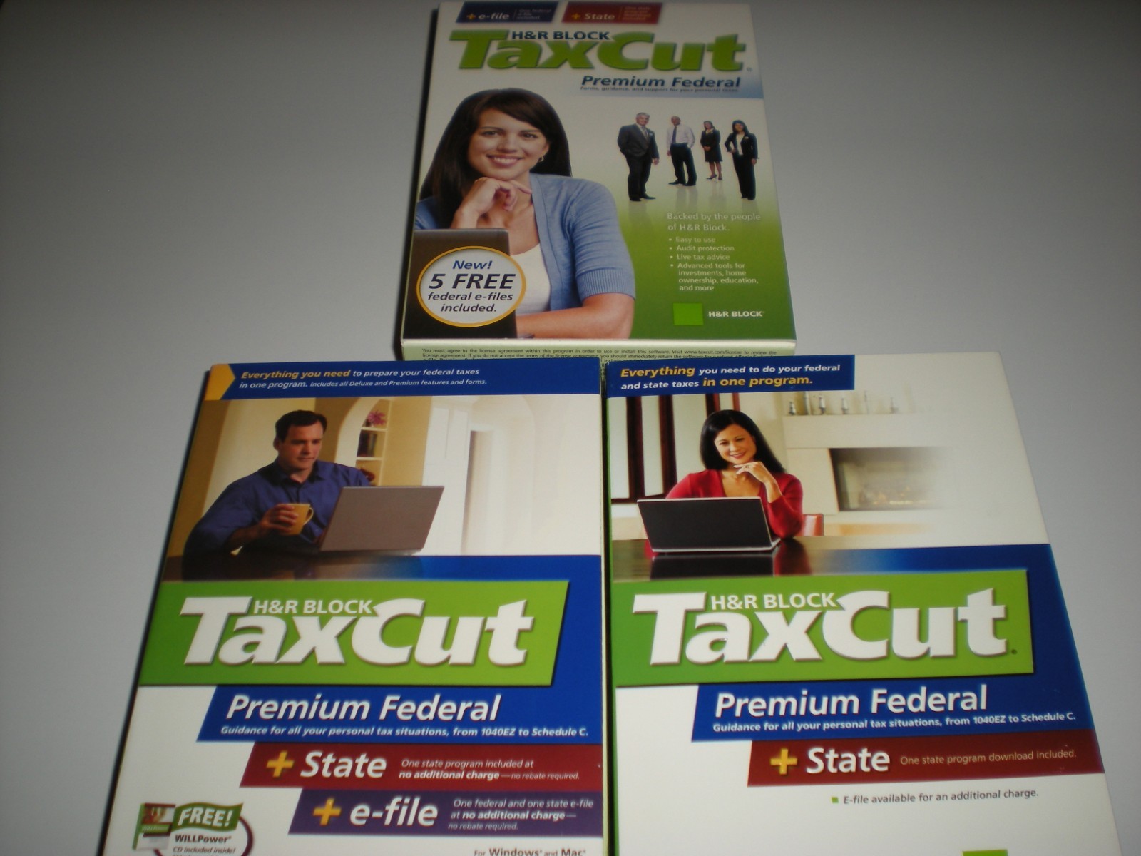 H&R Block TaxCut 2006, 2007 and 2008 Premium lot with State. New.
