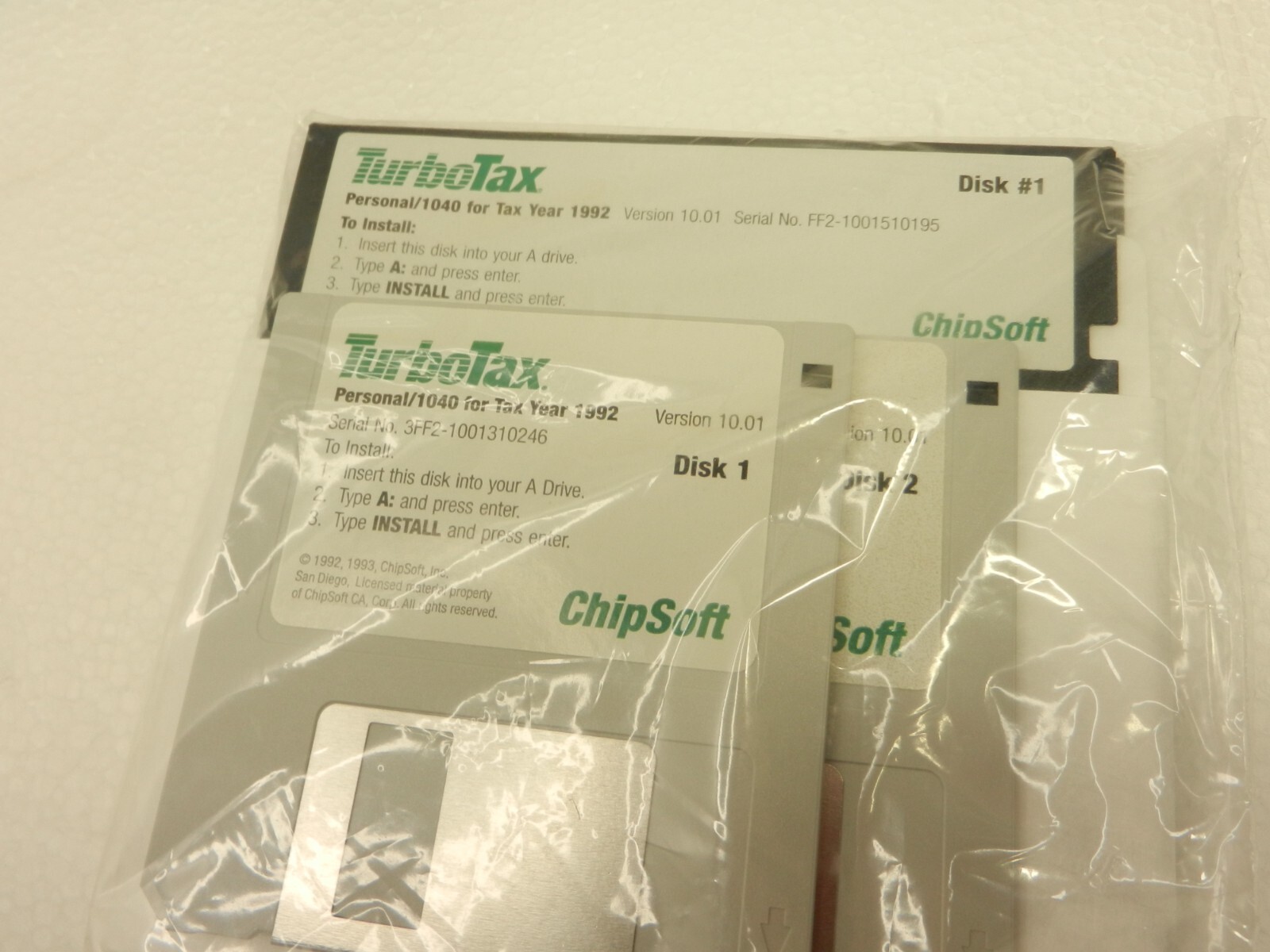 TurboTax 1992 Personal/1040 3.5 and 5-1/4 floppy disks VER 10.0