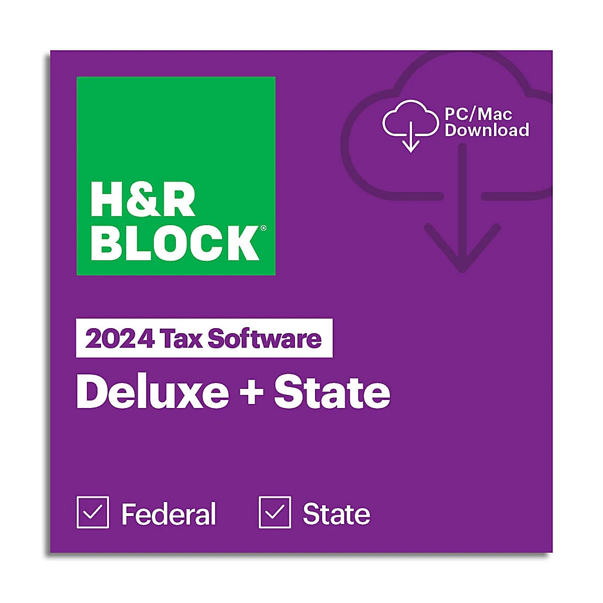 New 2024 H&R Block Tax Software Deluxe+State Edition for PC/MAC [Key Card]