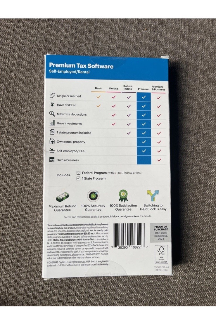 H&R Block Tax Software Premium 2024