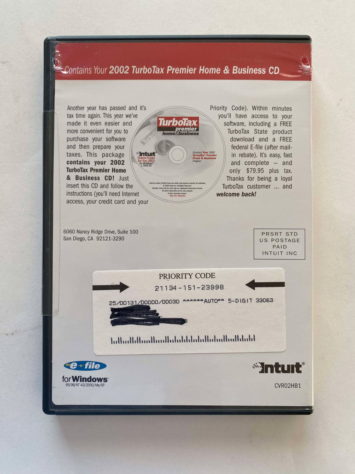 Turbotax Premier Home & Buisness 2002 – CD tax software for office New (sealed)