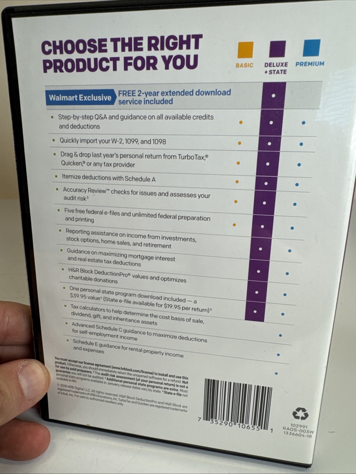 H&R Block Deluxe + State 2018 Tax Software STATE AND FEDERAL With Code