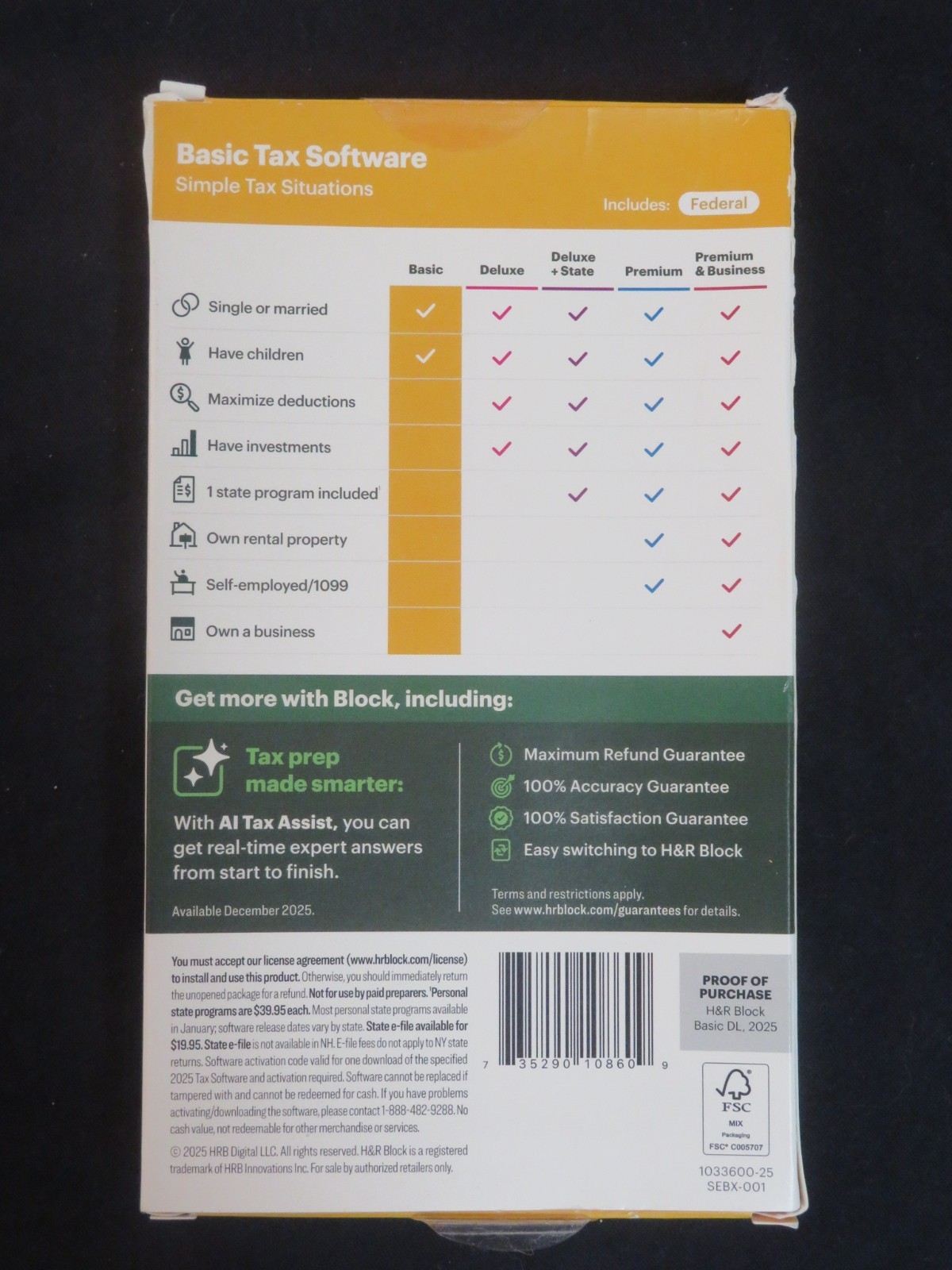 2025 H & R Block Basic Simple Tax Situations Software FAST AUTHENTIC DOWNLOAD