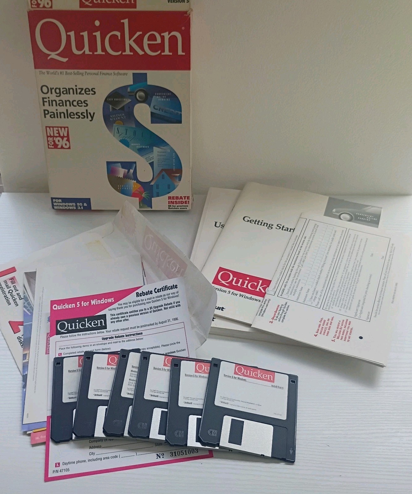 Quicken Financial Software Version 5 For Windows 95 & 3.1 Vtg Computer Disk