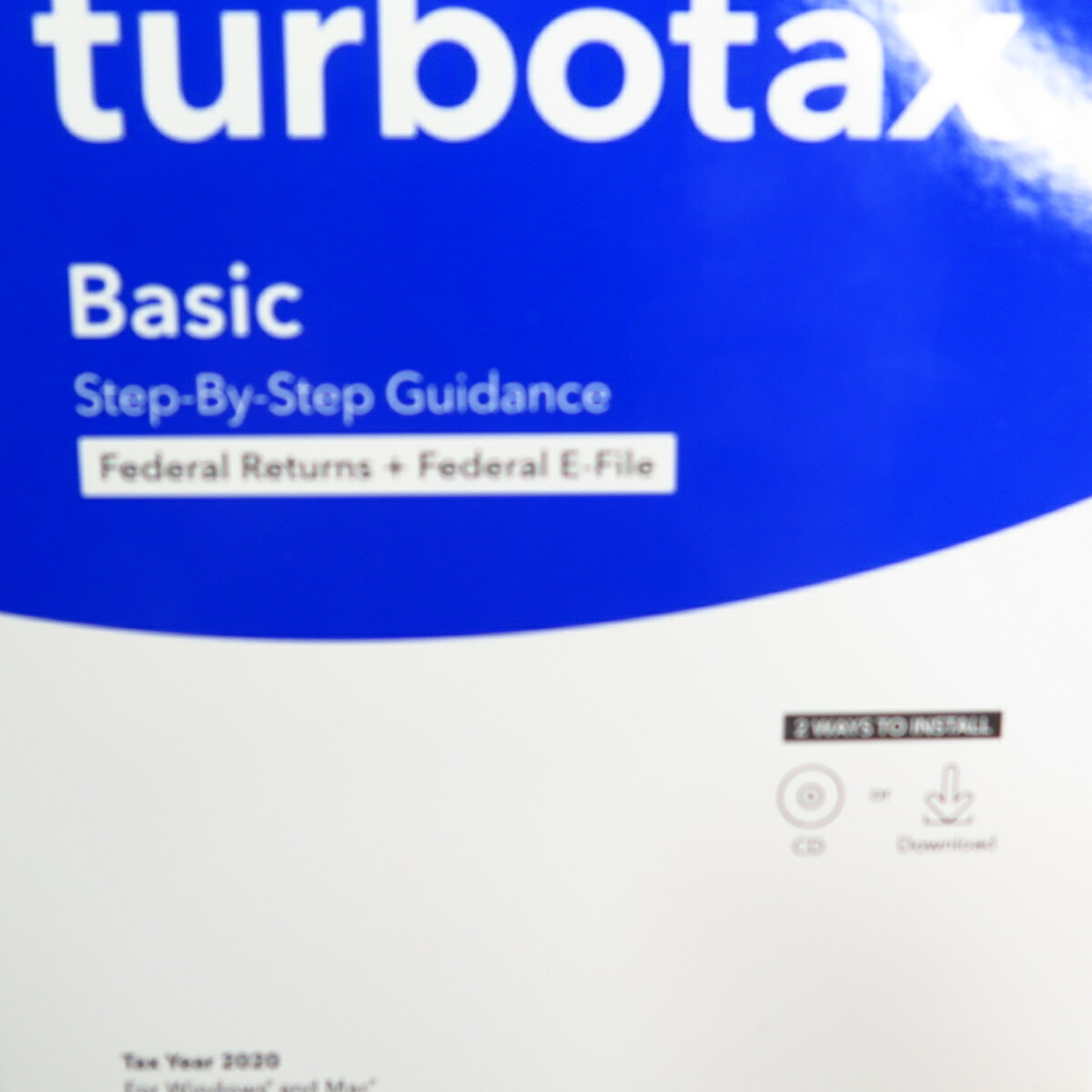 intuit TurboTax 2020 Tax Basic Federal Only E-File CD in Retail Box PC & Mac