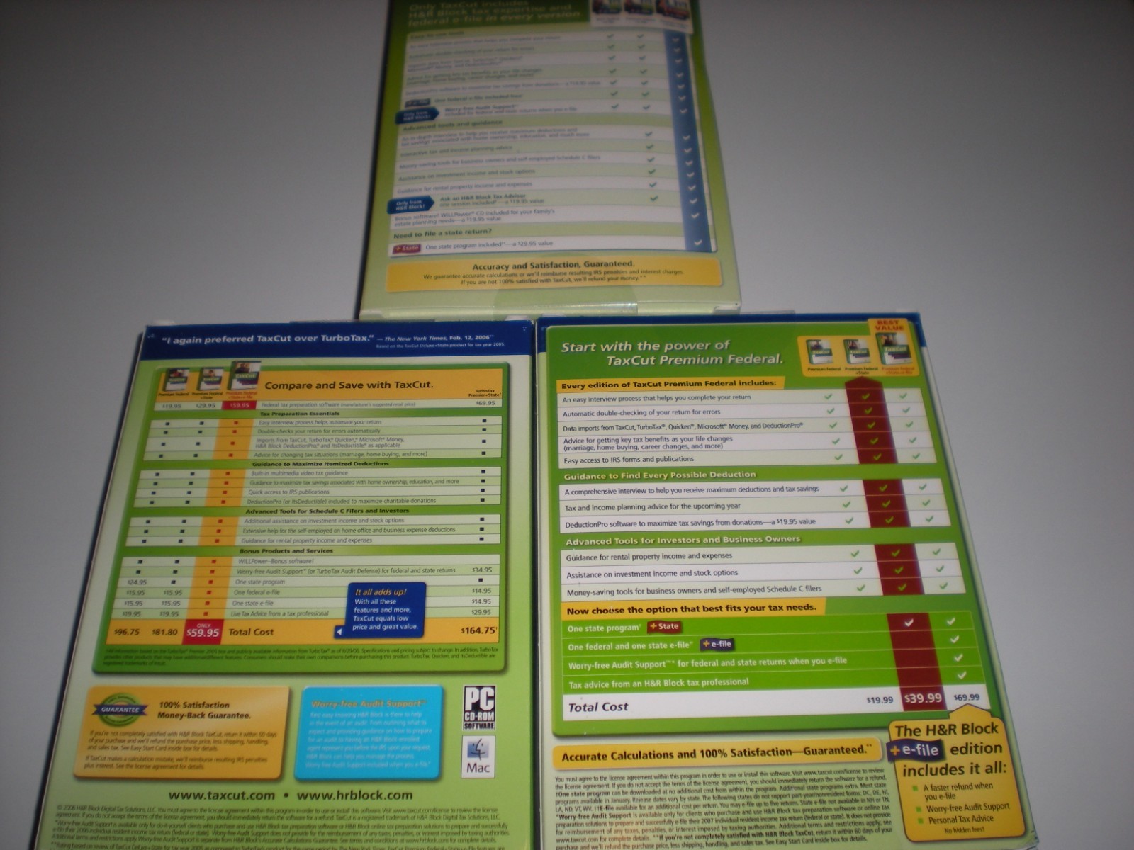 H&R Block TaxCut 2006, 2007 and 2008 Premium lot with State. New.
