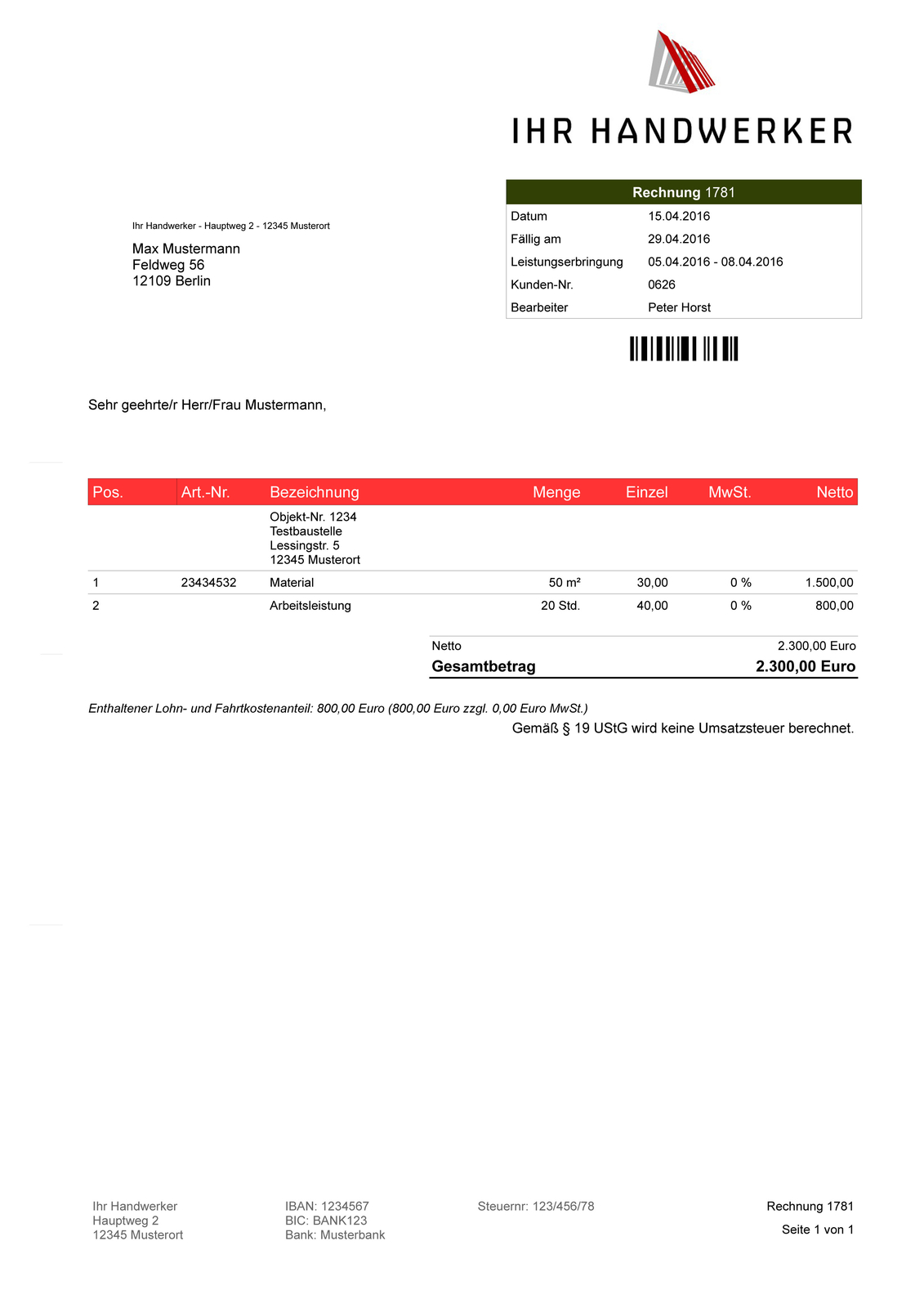 Software for craftsmen, writing offers, creating invoices network 10 PC