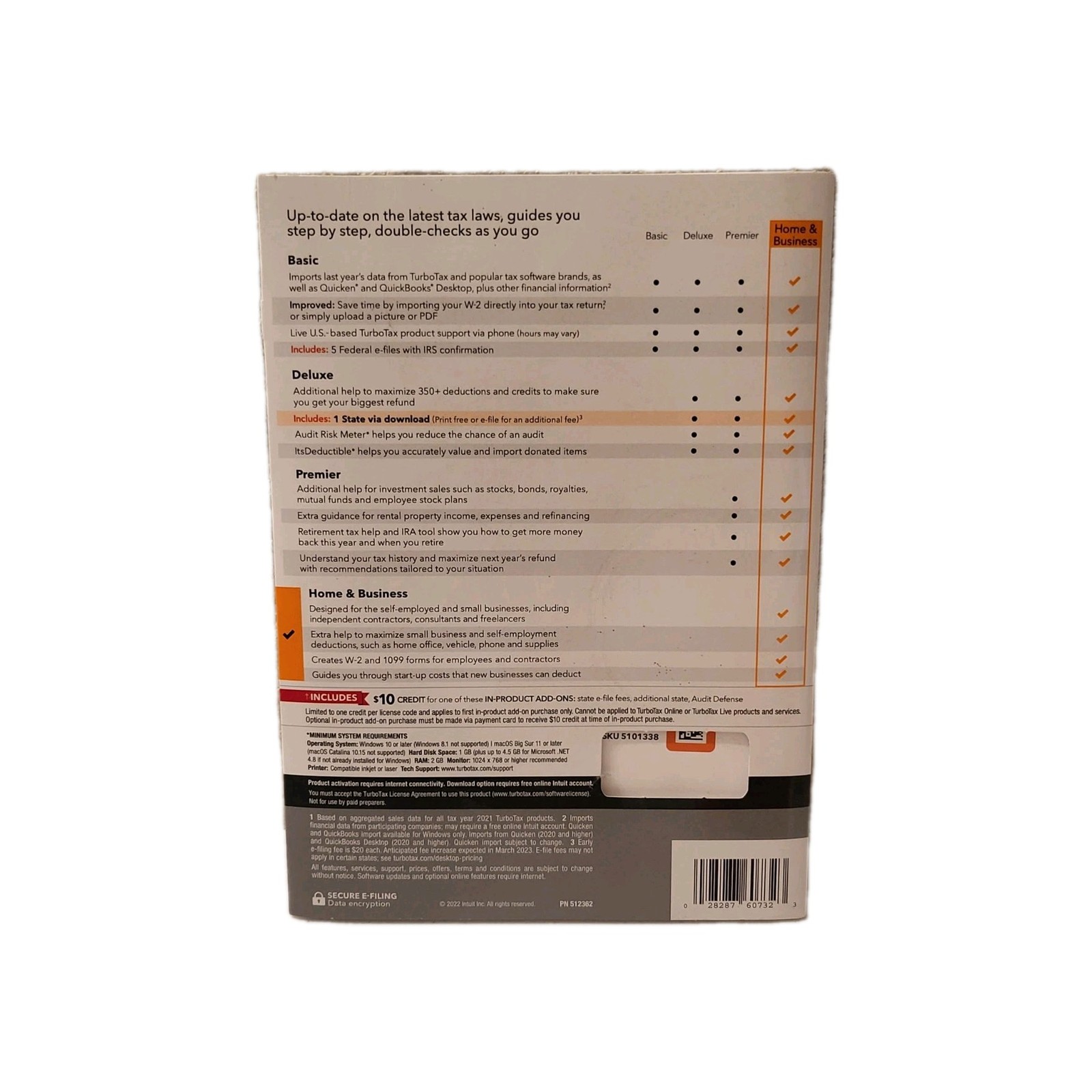 TurboTax Home & Business Personal & Self-Employed for tax year 2022 NEW