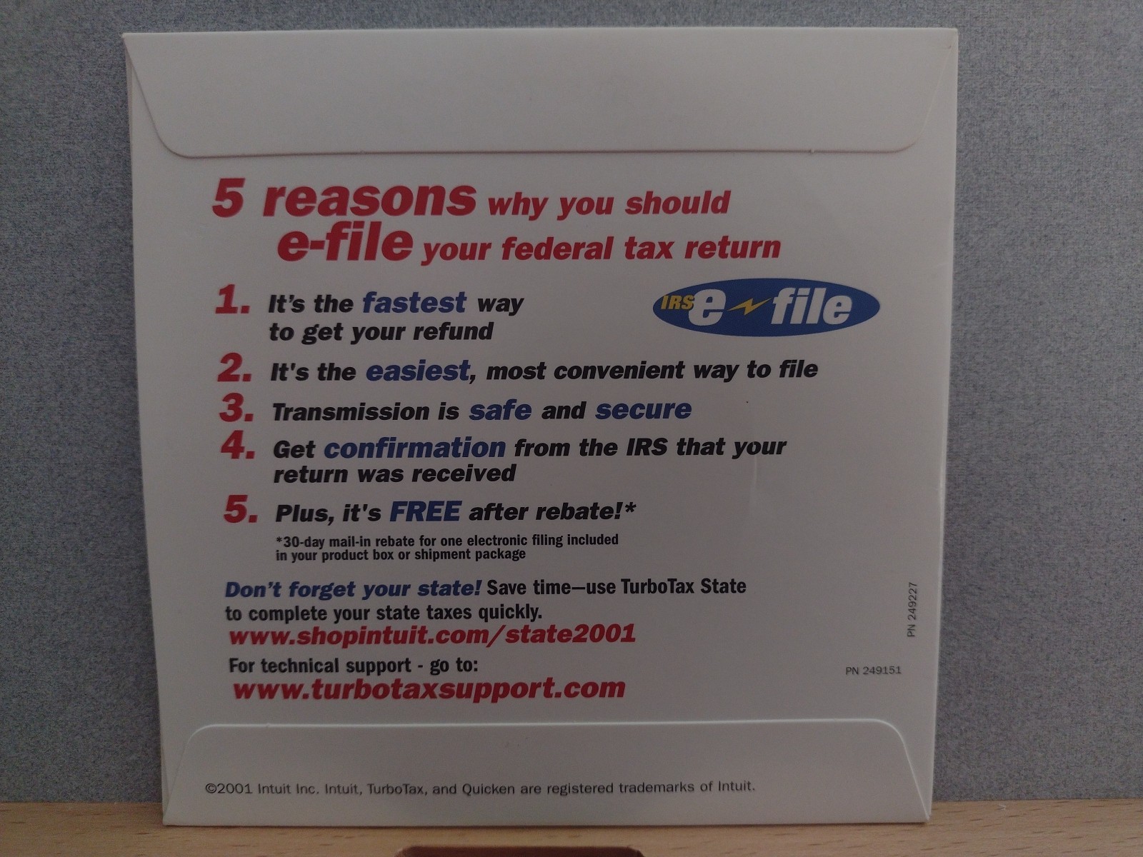 2001 TurboTax Basic Federal CD Windows