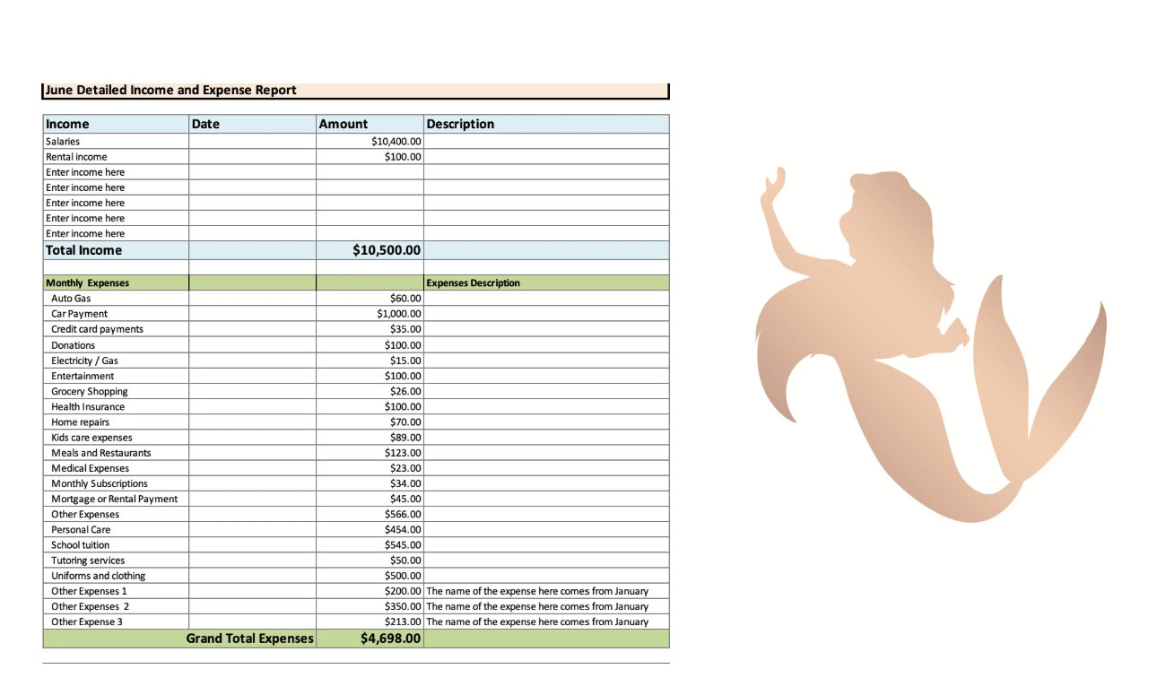 Rose Gold Mermaid | Dave Ramsey-Inspired Budget | Digital Download