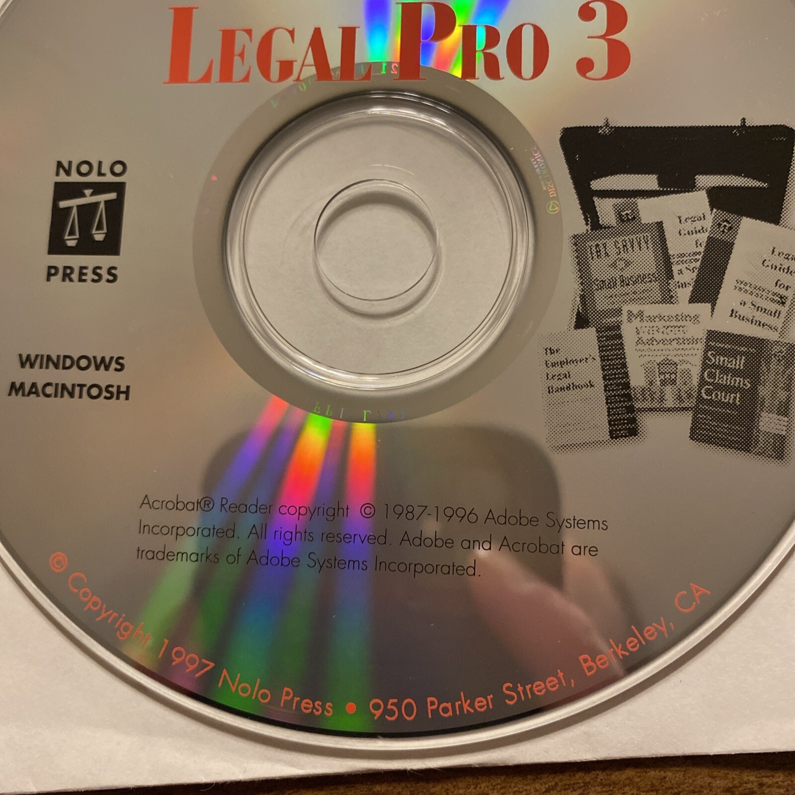 Small Business Legal Pro 3 Compact Disc CD 1997 Windows & Mac PCs Nolo Press VTG