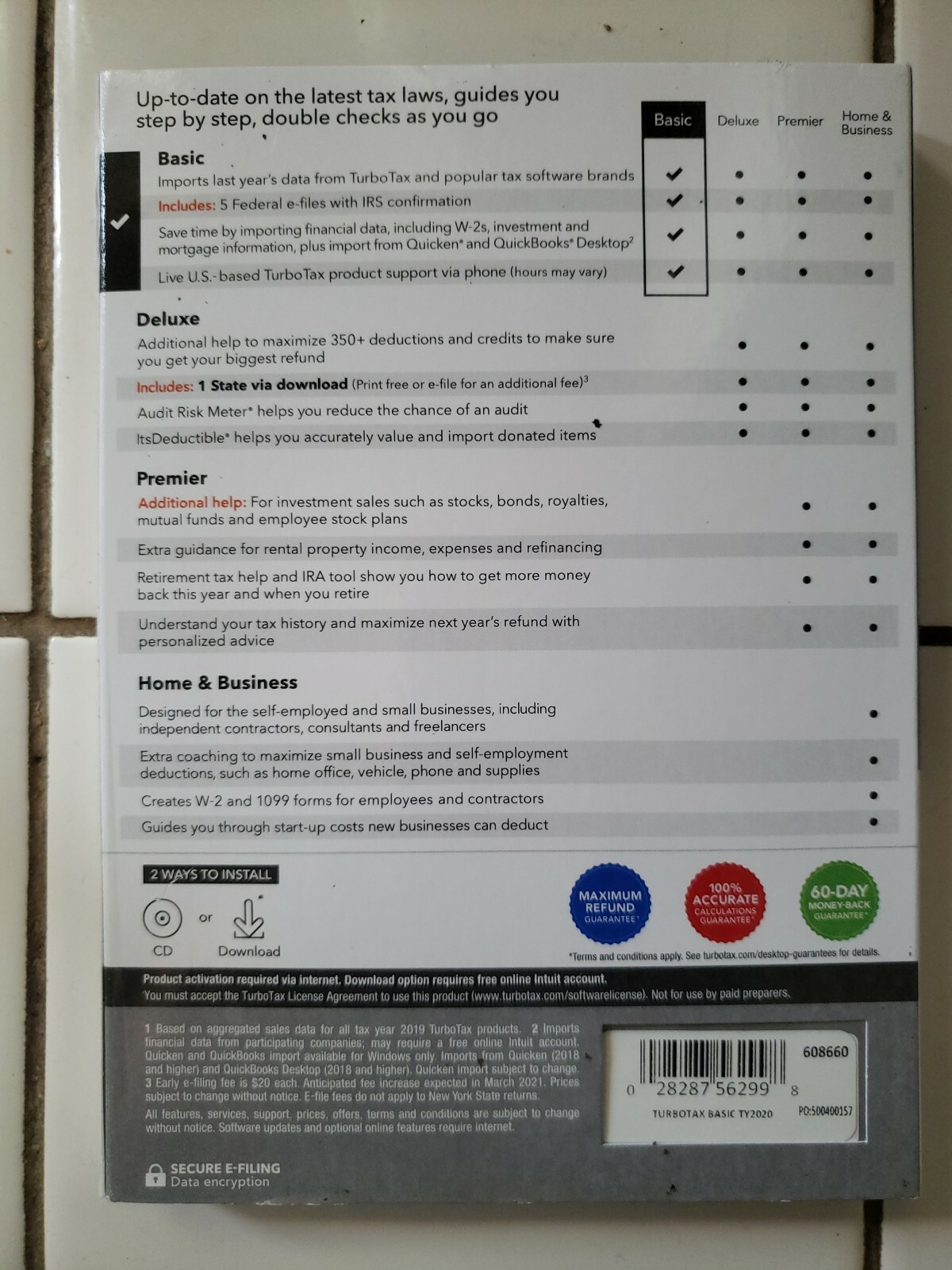 TurboTax Basic 2020 Desktop Tax Software, Federal Returns Only + Federal E-file