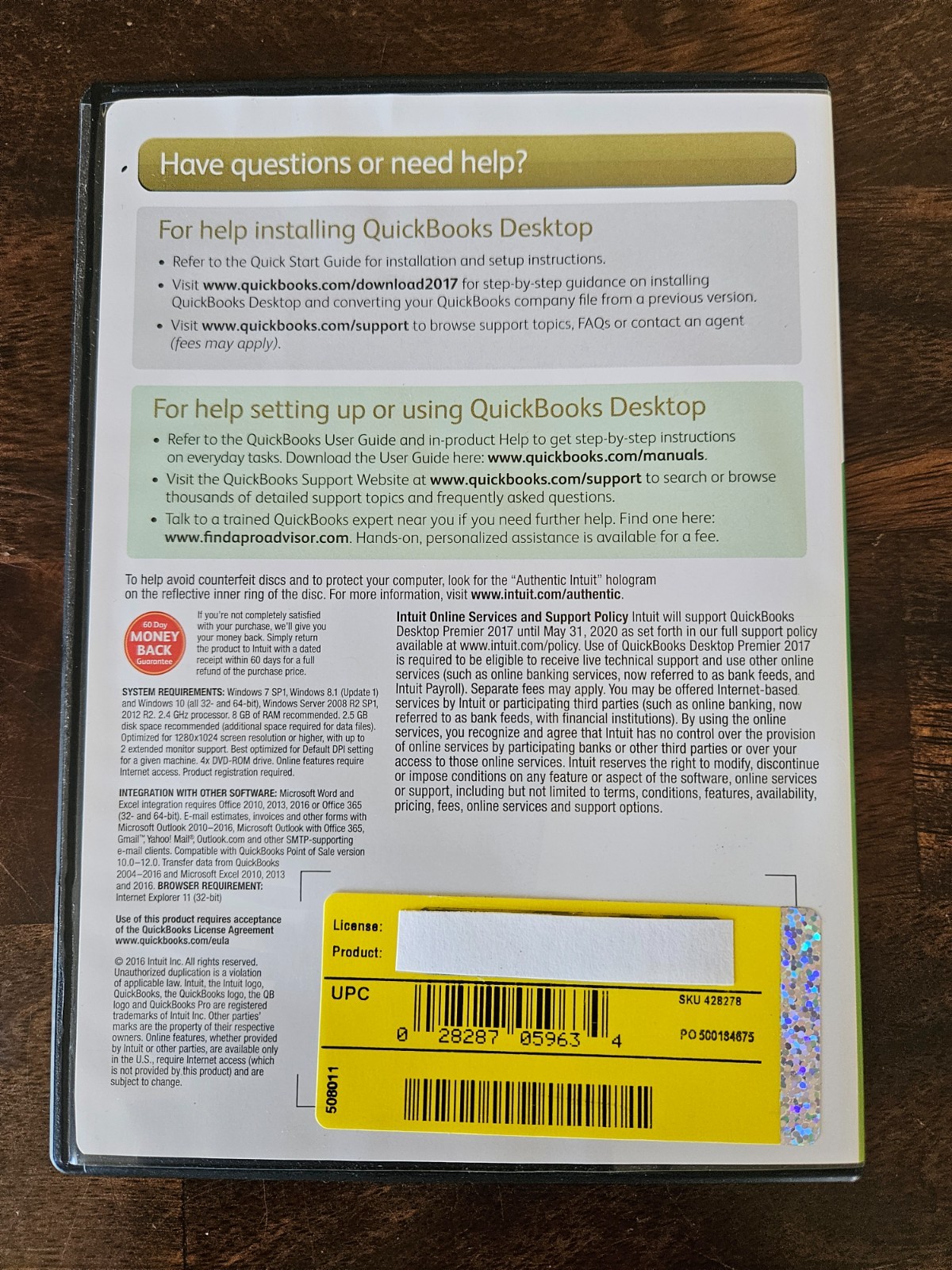 Intuit QUICKBOOKS Desktop PREMIER 2017 Windows 10 & 11 = NO SUBSCRIPTION =