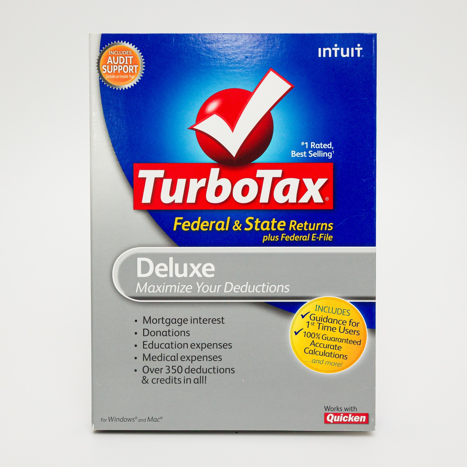 TurboTax Deluxe Federal & State 2010 Tax Software Windows Mac Retail Box CD-ROM