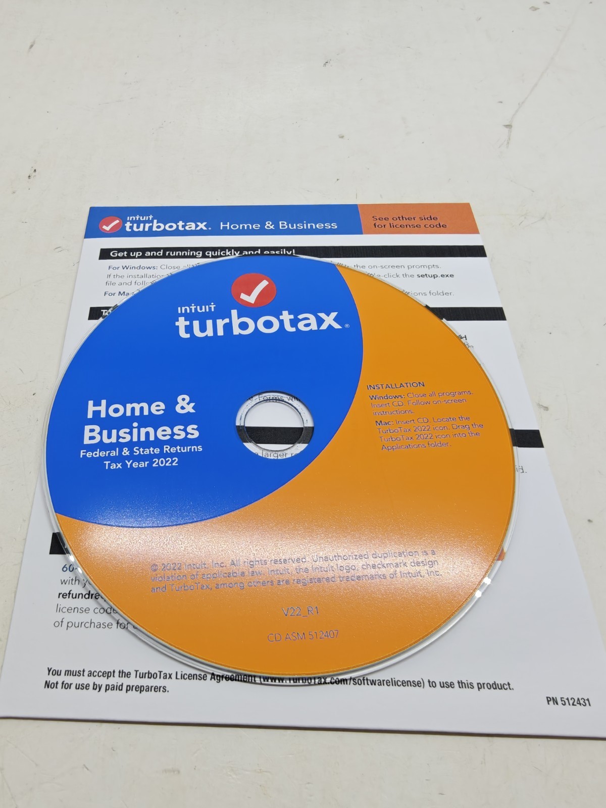 Turbotax Desktop Home & Business 2022 Complete w/CD