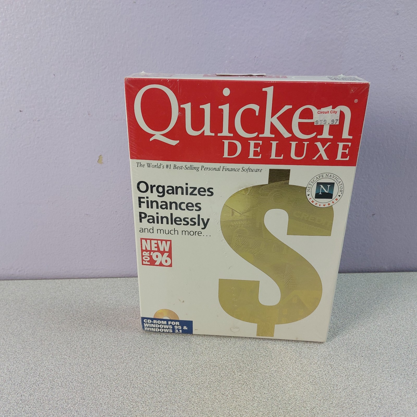 Intuit Quicken Deluxe 1996 Box CD ROM For Windows 95 & 3.1 SEALED READ