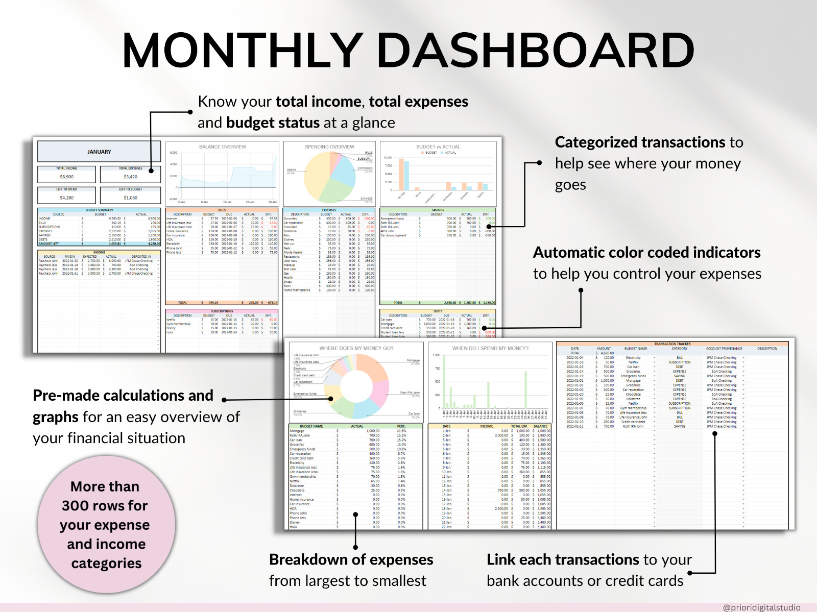 Annual Family Budget Monthly Budget Tracker Excel Spreadsheet Google Sheet