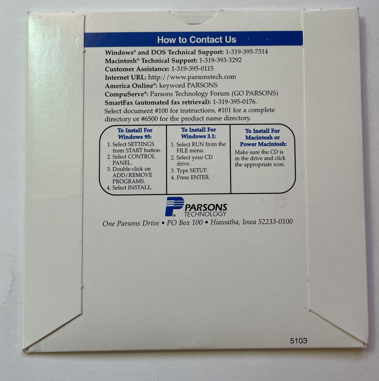 Parsons Personal Tax Edge 1995, Windows 3.1, 95 and Mac, VINTAGE SOFTWARE Intuit