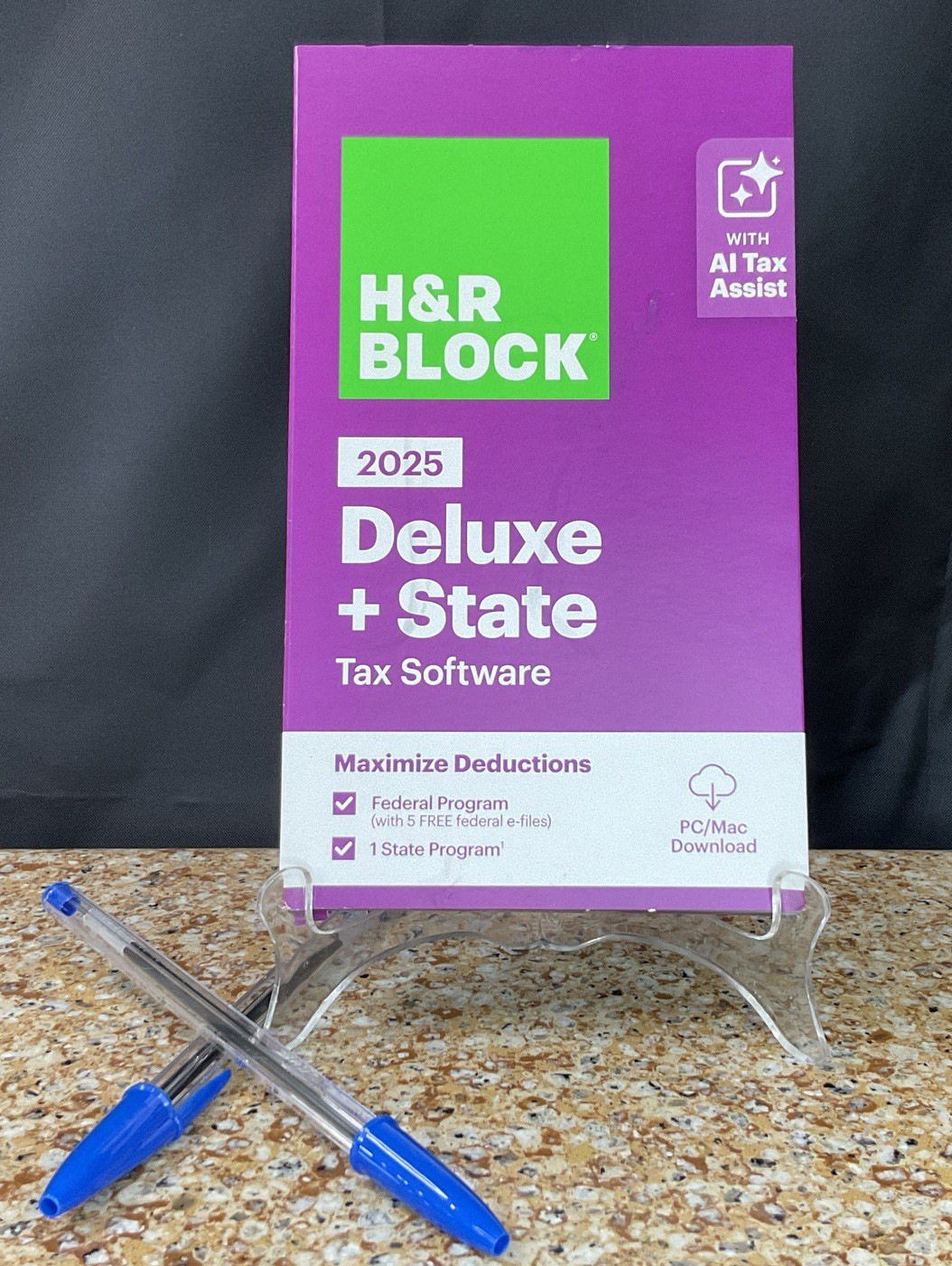 H&R Block 2025 Deluxe + State Tax Software Key Card PC/Mac
