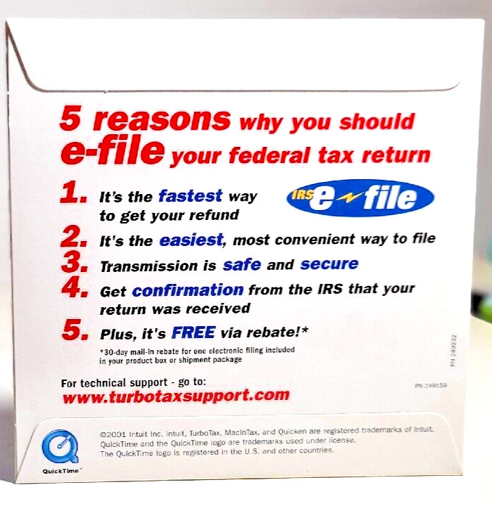 Quicken MacInTax 2001 Tax Year-TurboTax MacIntosh Home & Business CD-IRS-E-File