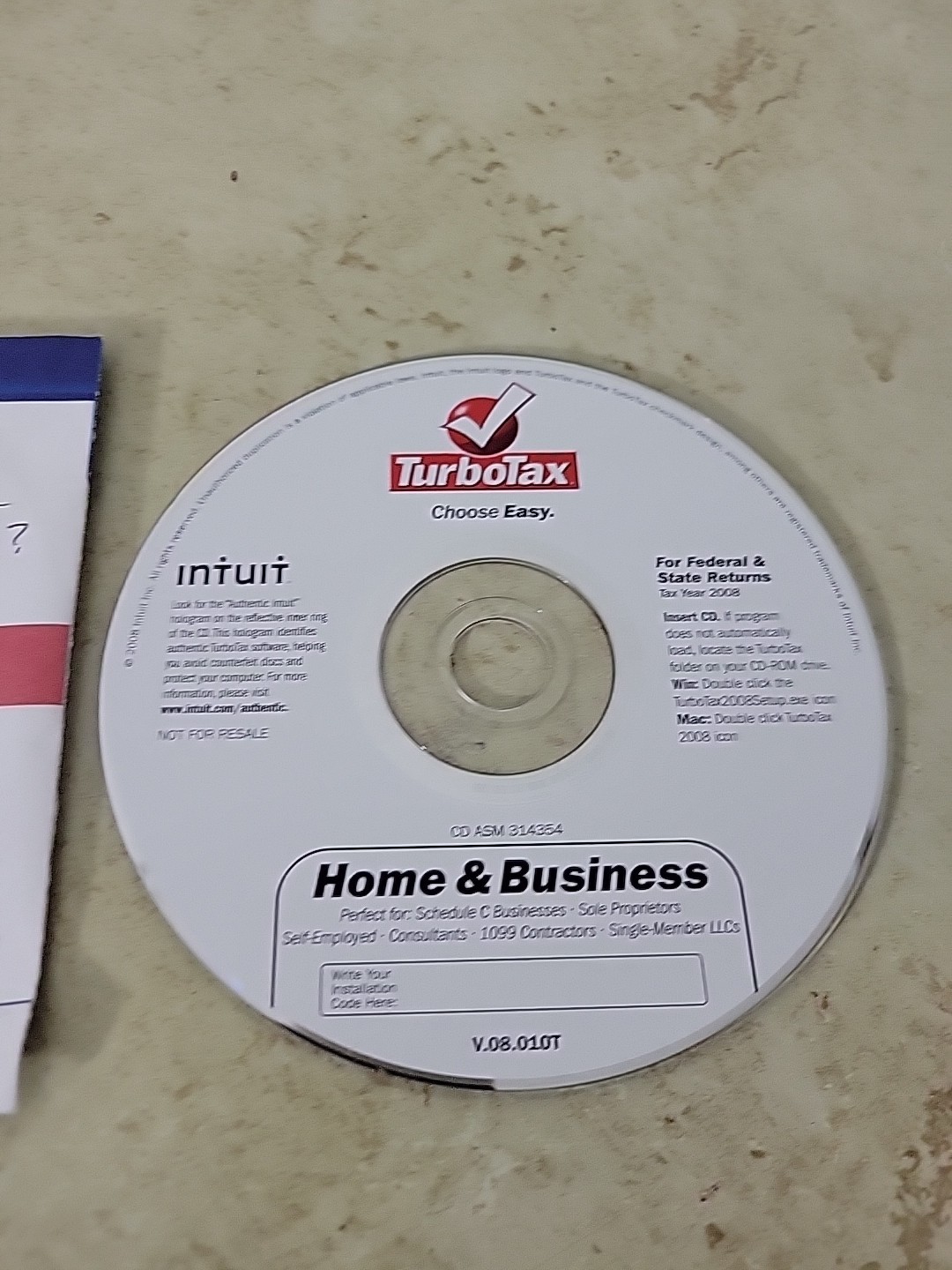 2008 TurboTax Home & Business Federal Turbo Tax CD