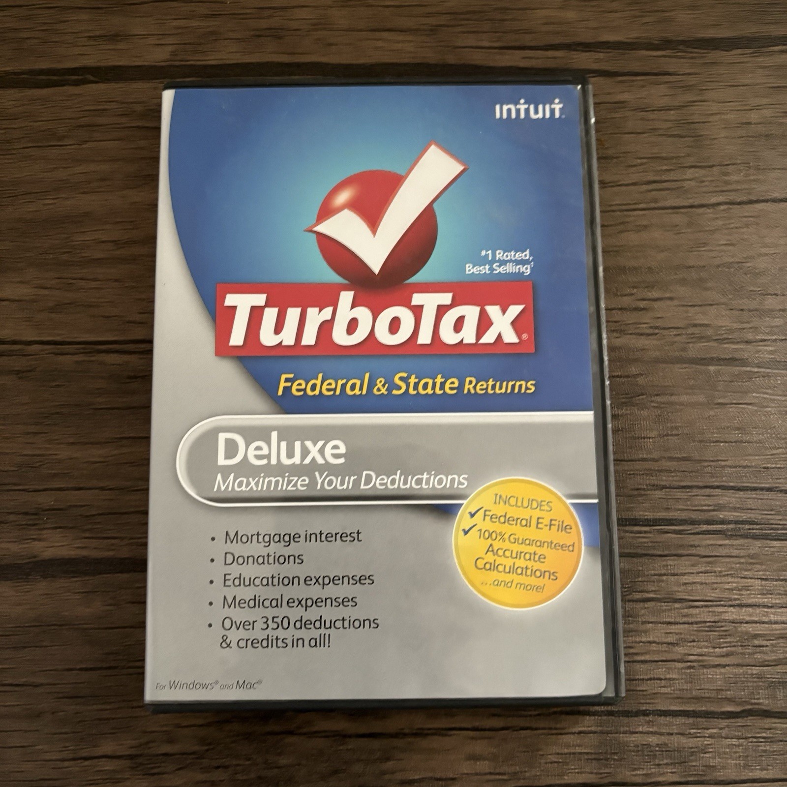 Intuit TurboTax Tax Preparation Windows Mac Used Deluxe 2009