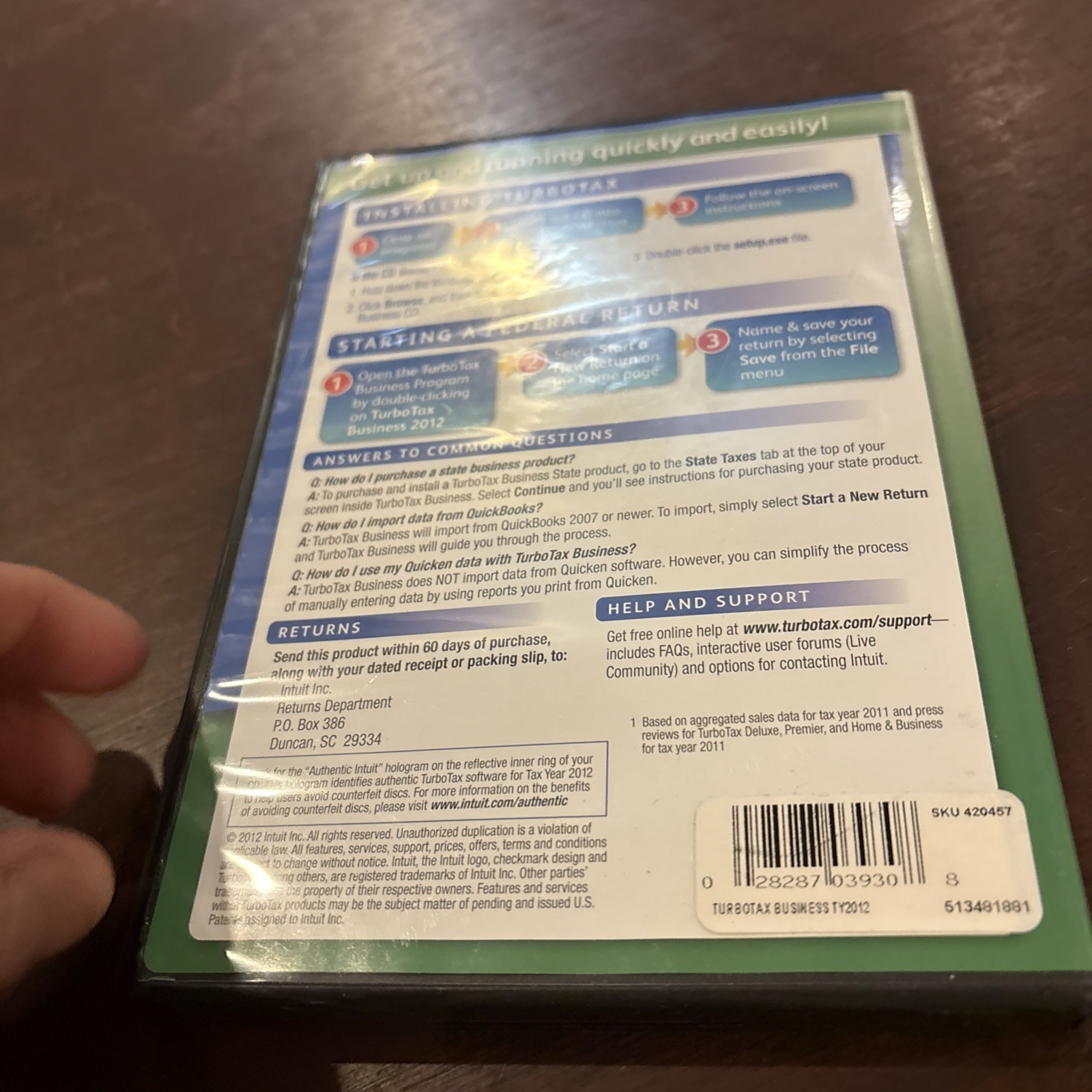 2012 Turbotax Business Federal PC Windows CD in jewel case no code M1