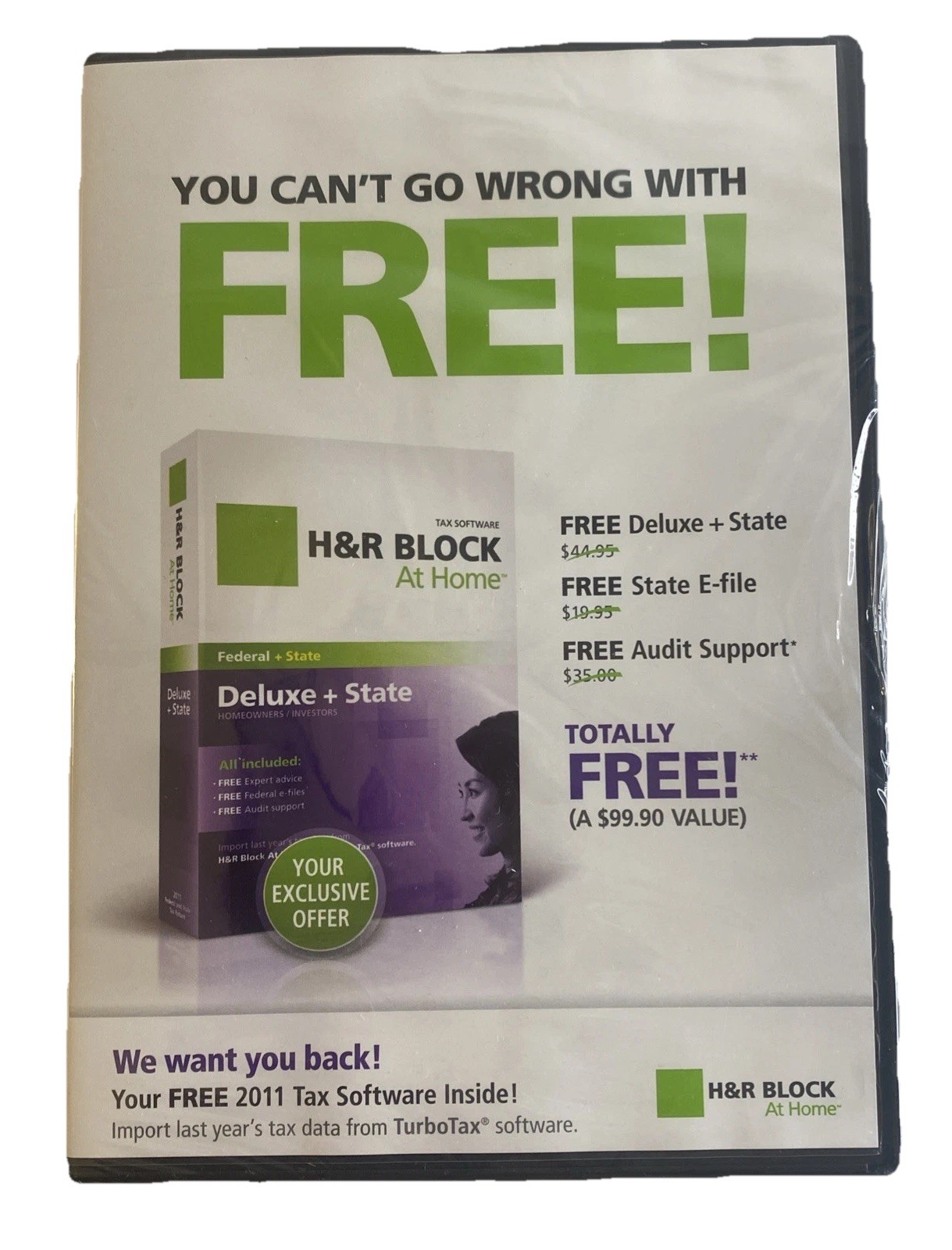 H&R Block 2011 & TurboTax 2009 CD Software + Free H&R Block 2009 NFR