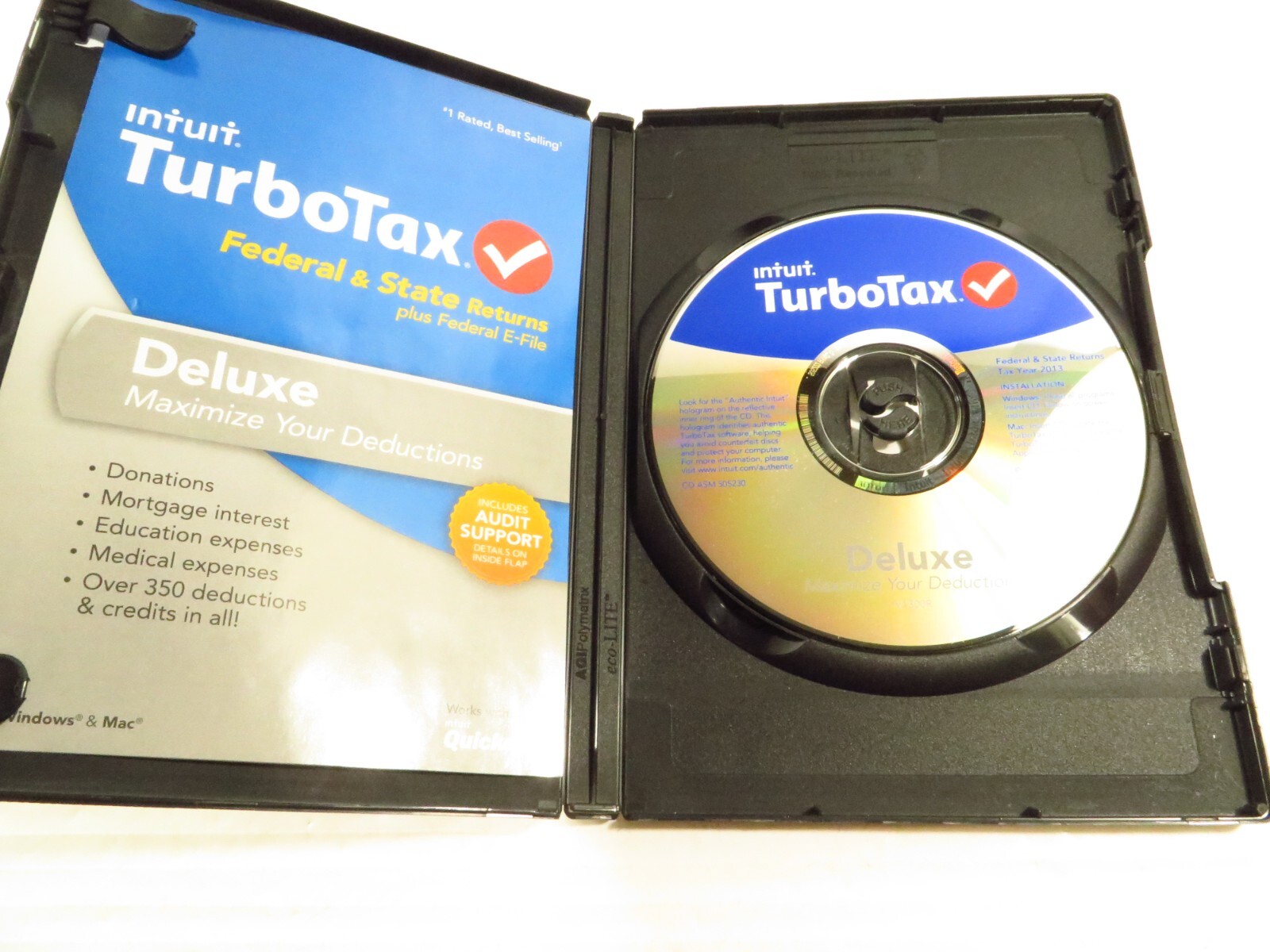 OLD Intuit TurboTax Deluxe 2013 Federal & State Returns Audit Support, Mac/Win