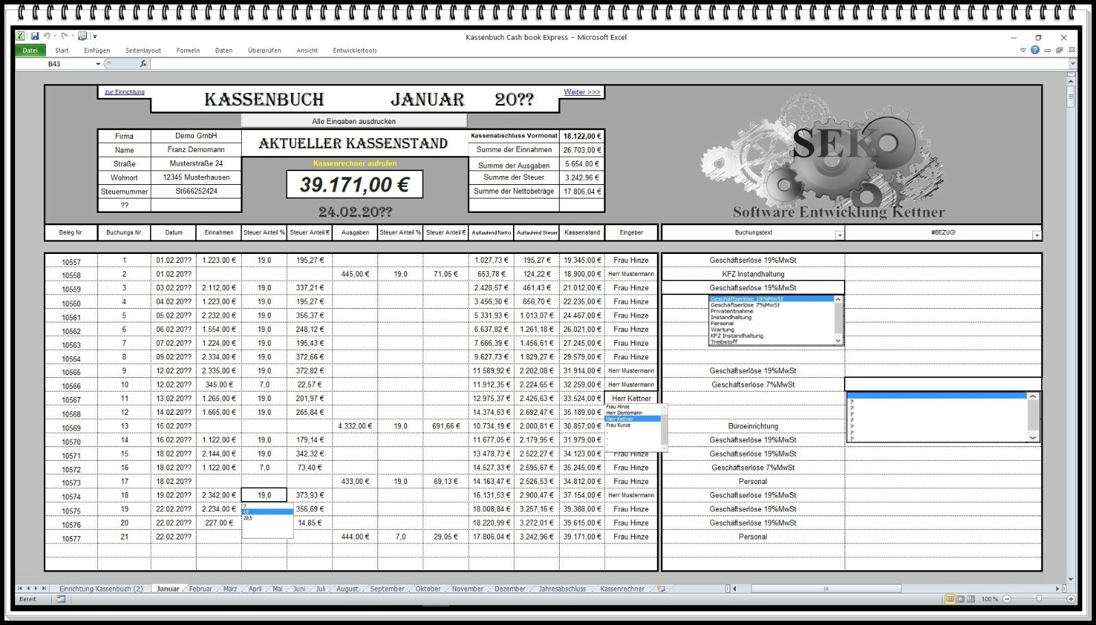 Cash book cash book clear easy operation income expenses Excel