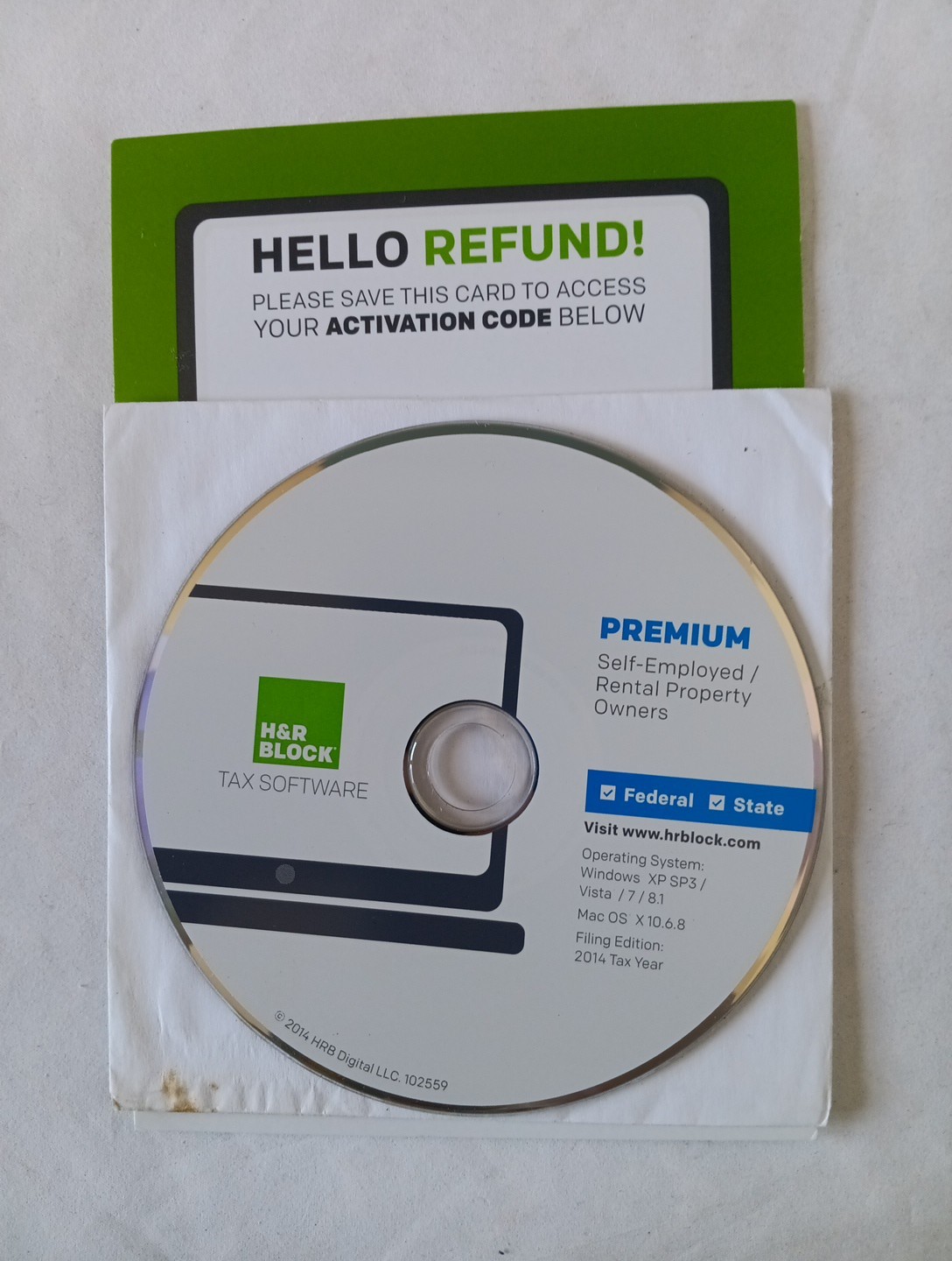 2014 H&R Block Tax Cut Software Premium Federal & State Win/Mac CD-Rom Disc