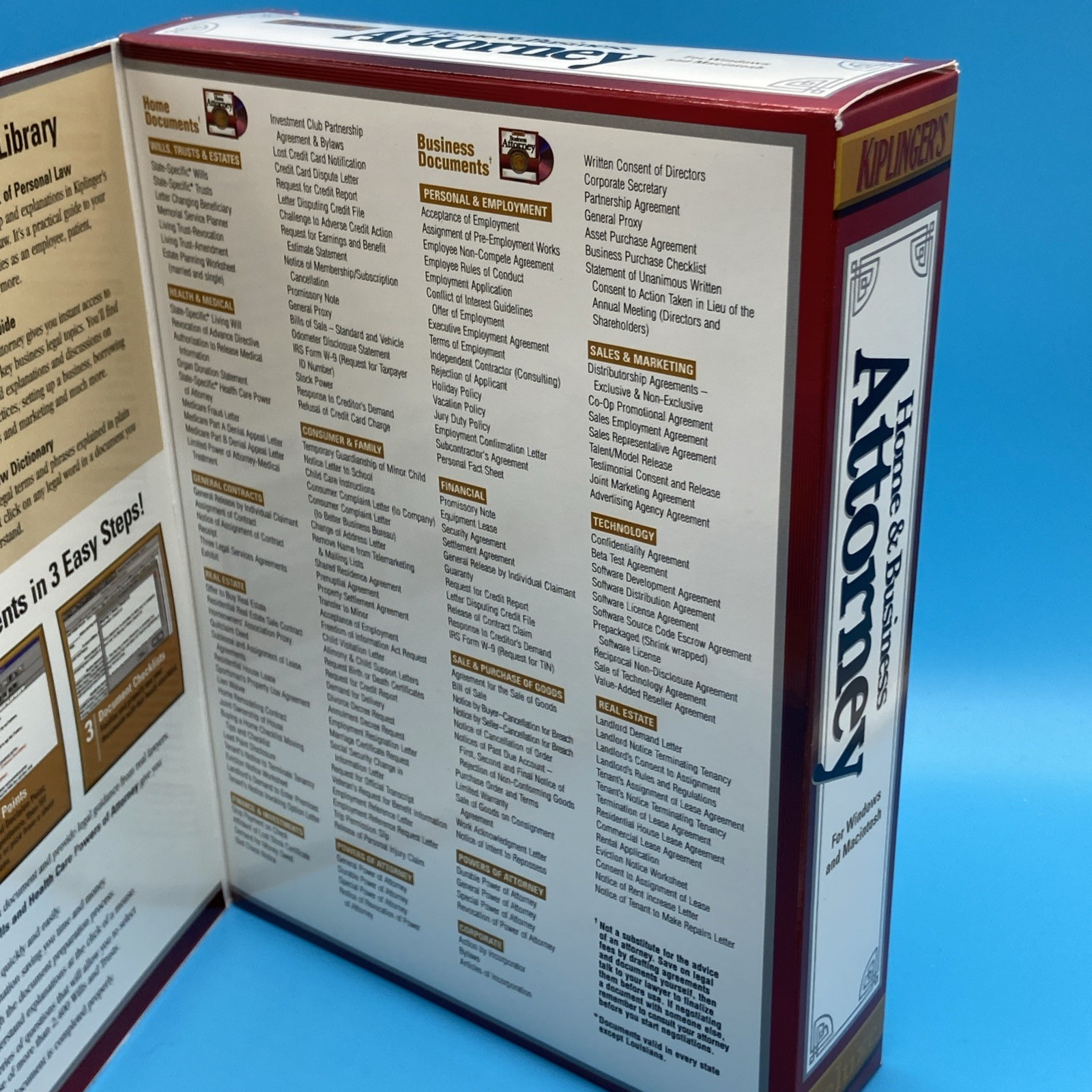 NEW/SEALED Kiplinger’s Home & Business Attorney & WillPower + MyAttorney PC Lot