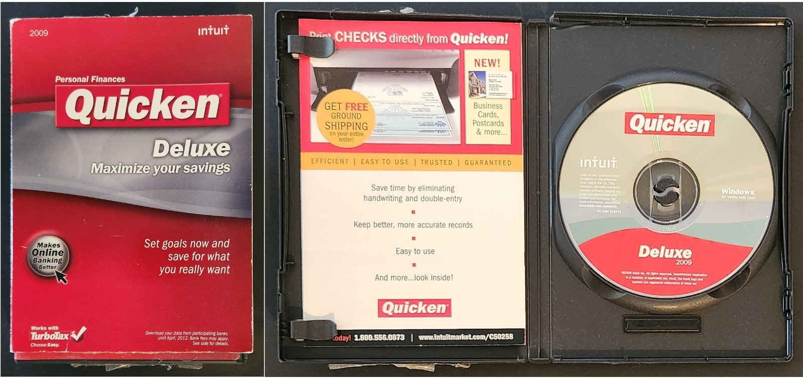 2009 Quicken Deluxe Intuit Disc PSA Clean w/ Case & Guide – No Key Code