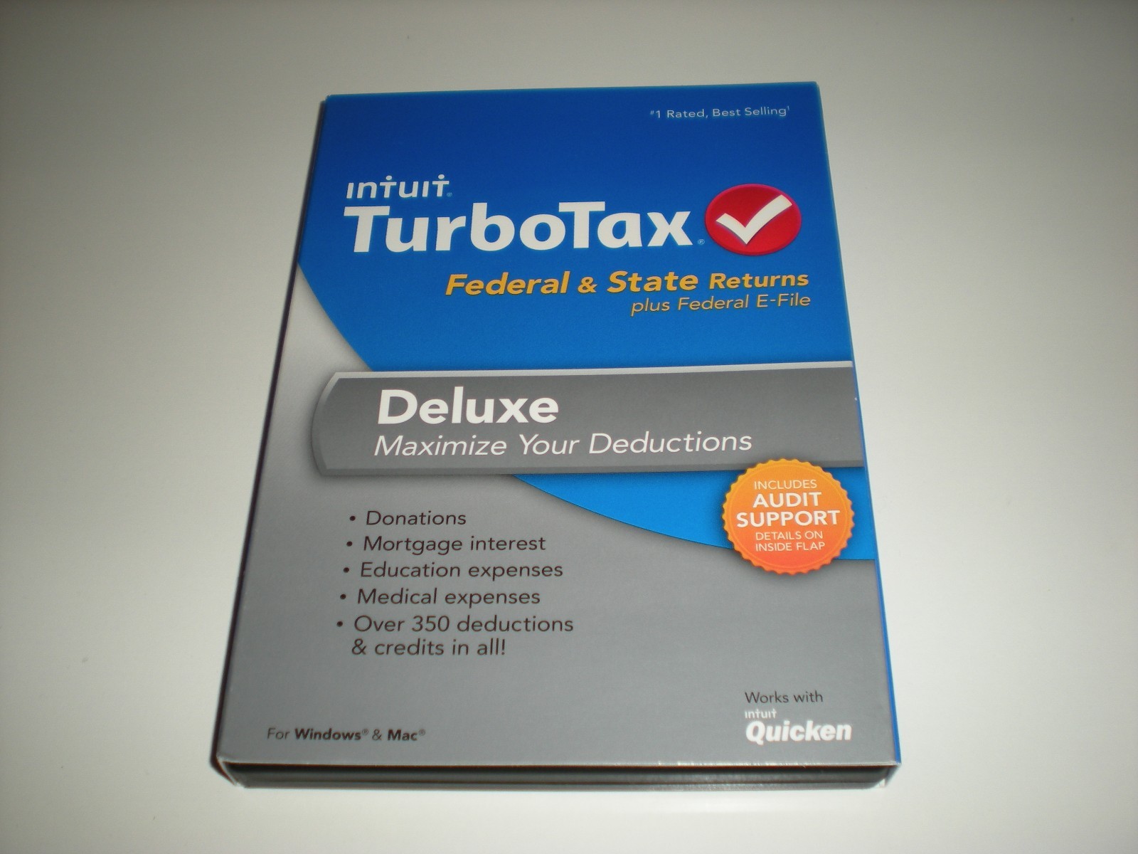 Turbotax 2013 Deluxe. Federal and State + Federal E-file. New in sealed box.