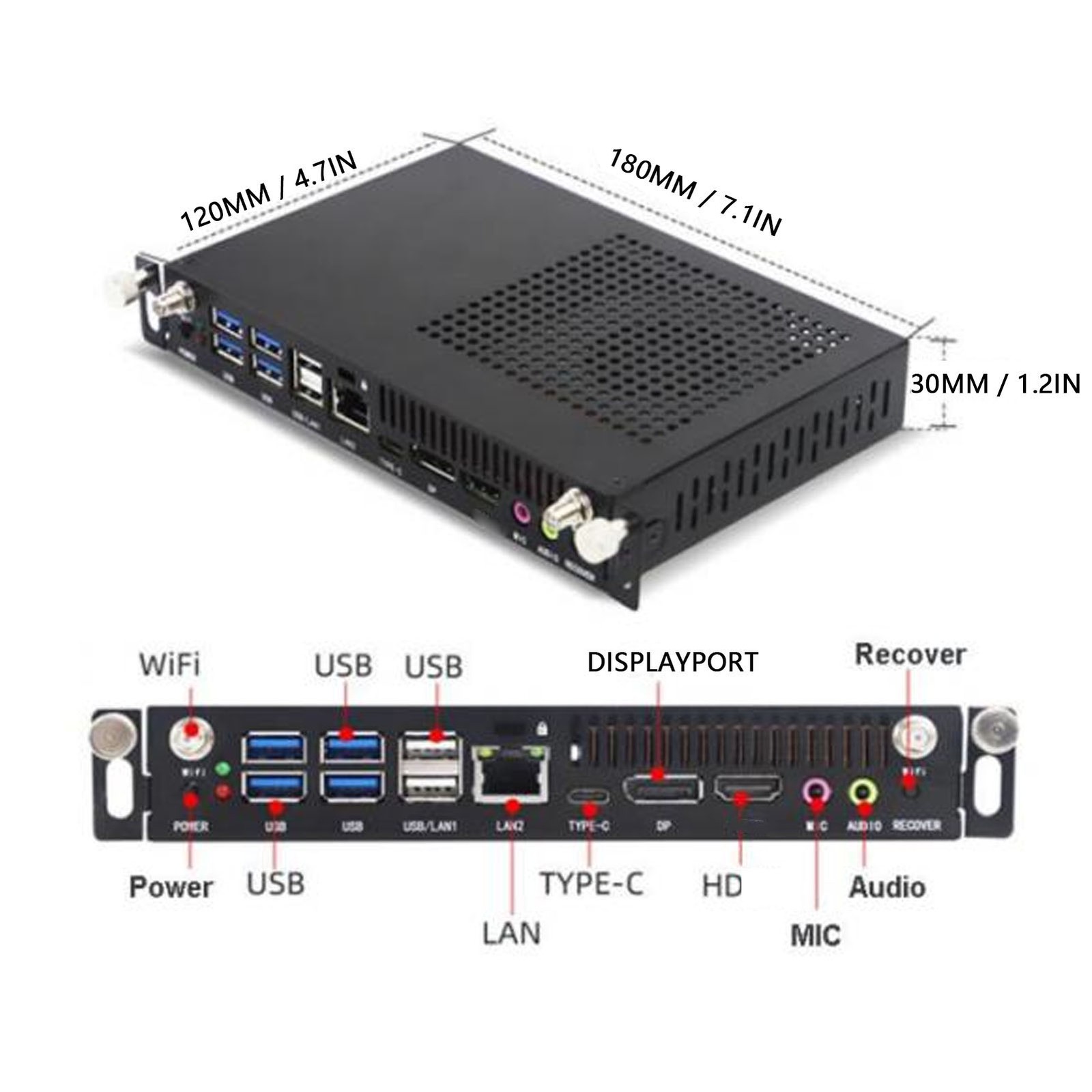 Small PC 8GB DDR4 256GB SSD 12th 13th Gen Mobile Processor Built In Industrial