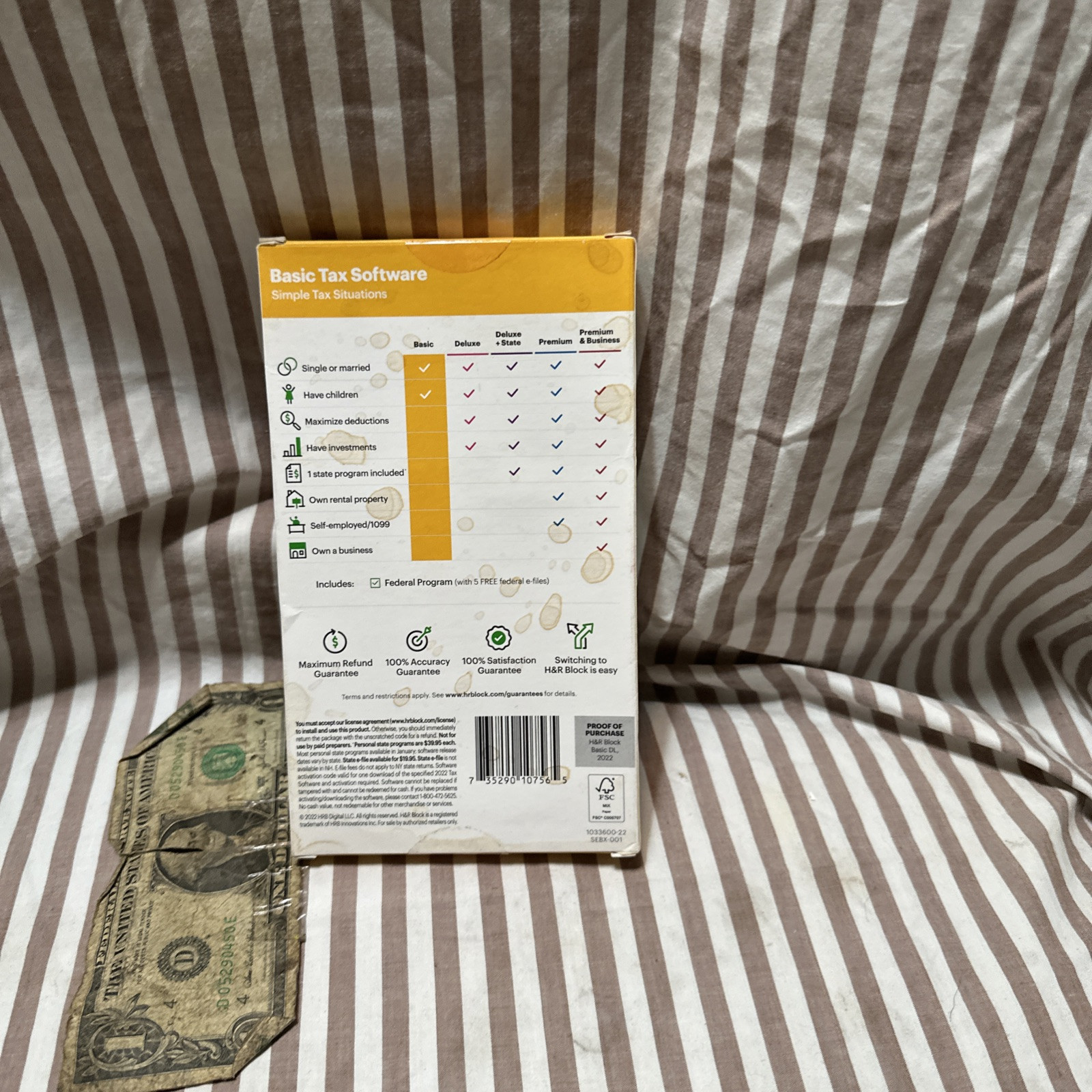 2022 H&R Block Tax Software Basic Box Sealed Download key Card PC / MAC turbotax