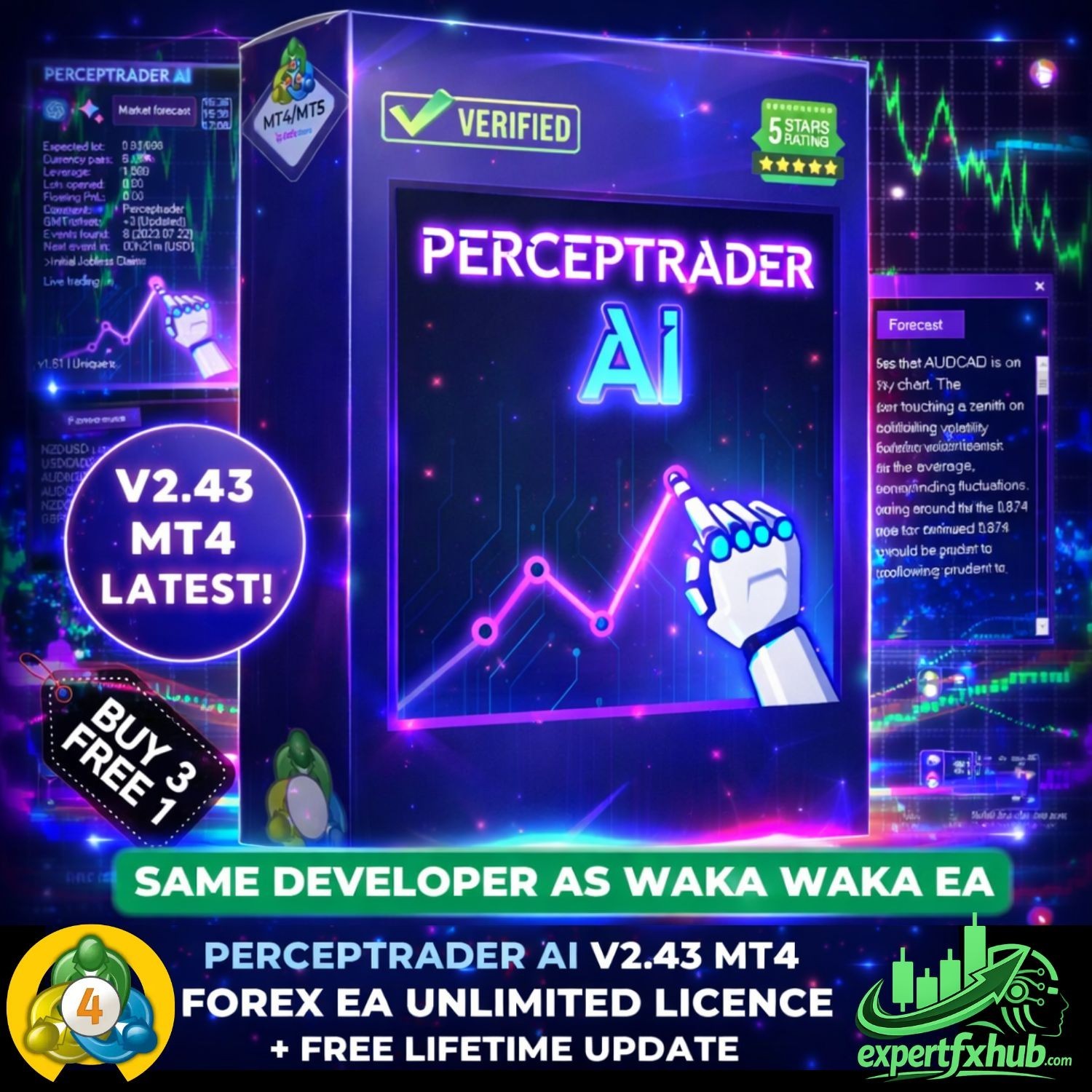 v2.43 Perceptrader AI Forex EA MT4 metatrader algo trading robot scalping ftmo