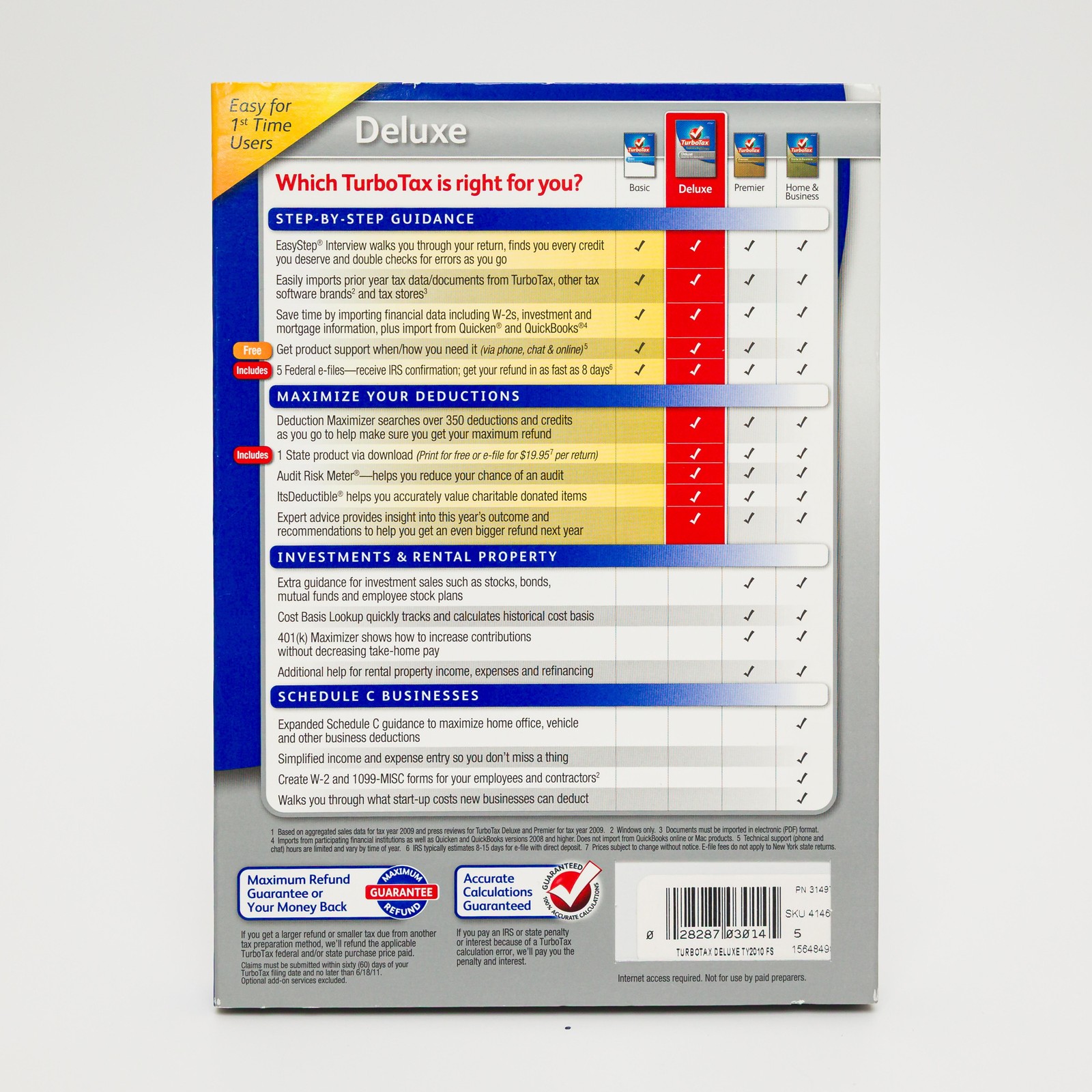 TurboTax Deluxe Federal & State 2010 Tax Software Windows Mac Retail Box CD-ROM