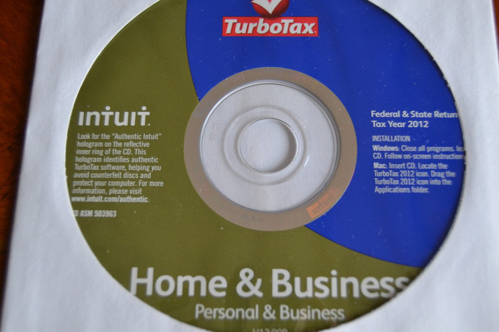 2012 TurboTax Home & Business Federal Taxes Turbo Tax New sealed CD in sleeve