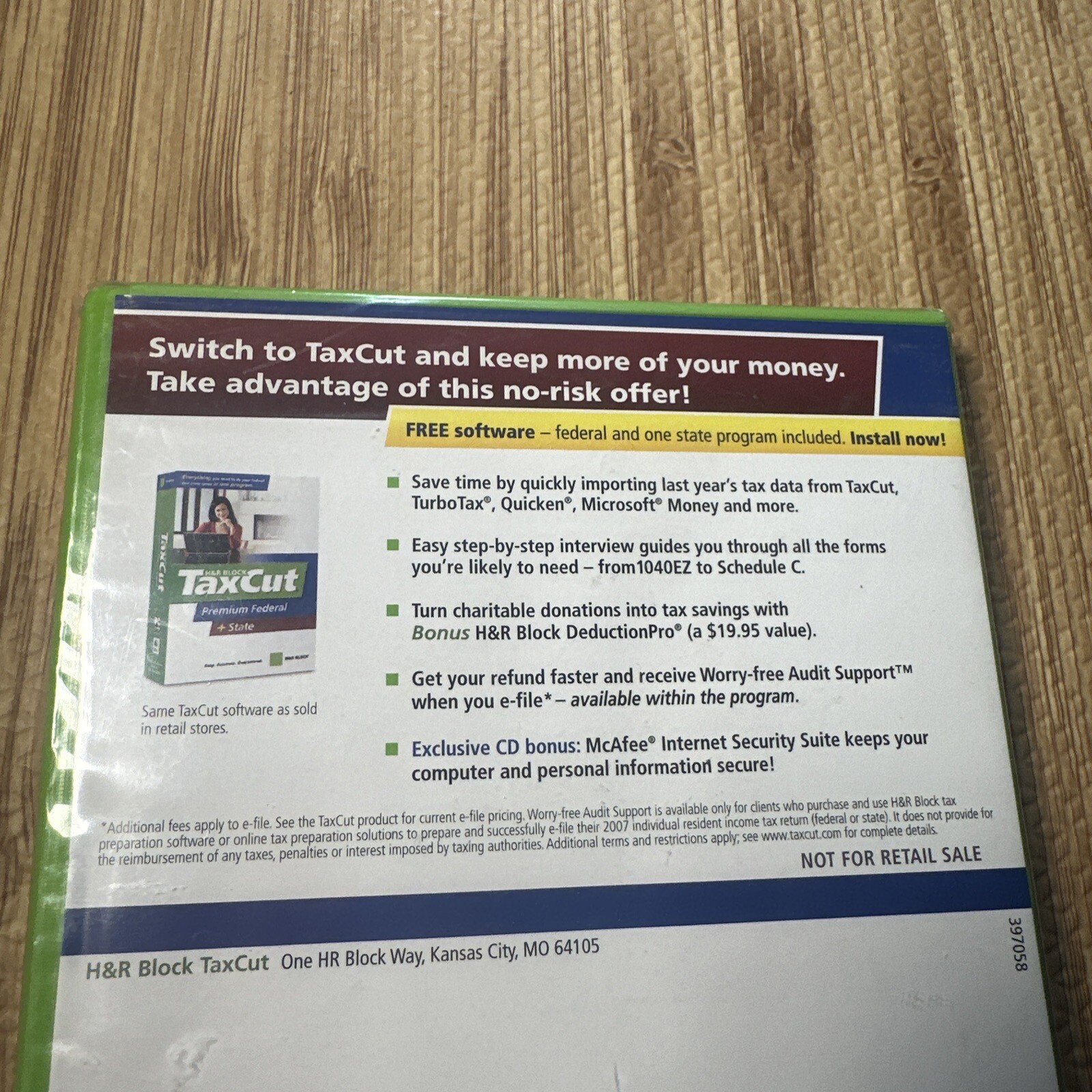 2007 Full Version TaxCut Premium Federal State + E-file CD ROM H & R Block