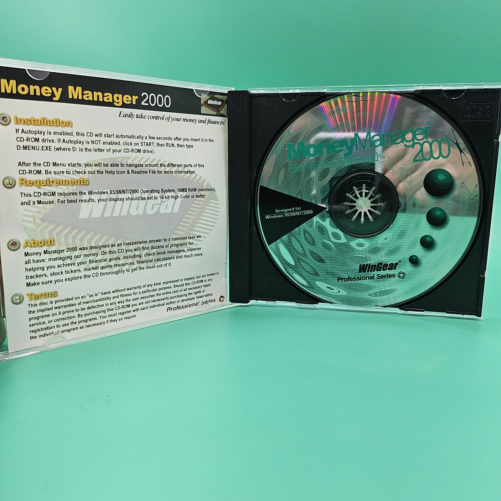 Money Manager 2000 Personal Financial Management CD-ROM Win 95 98 NT Vintage CIB