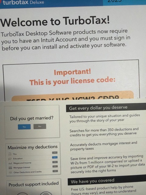 Intuit TurboTax Deluxe + State 2023 314233 Physical CD w/ license PC/MAC